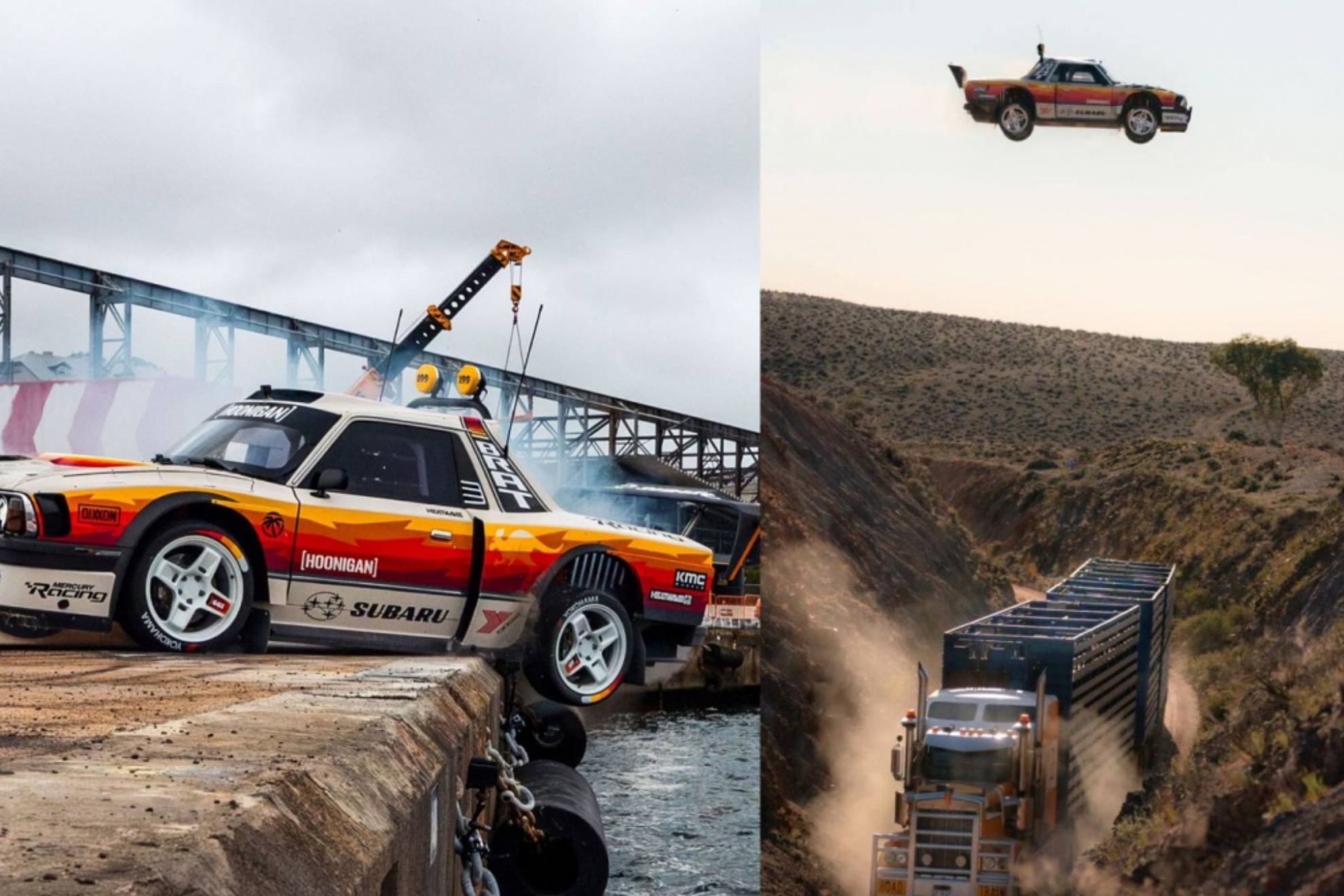 ジョーハン フォード トリノ オーバルトラックレーサー Flying 10 stories high, taking two wheels over sharks: don't miss