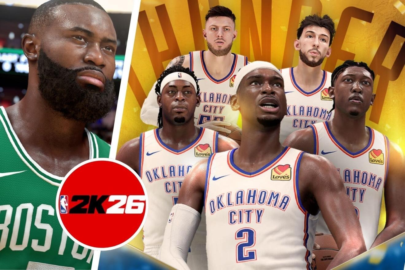 Jalen Brown and the Thunder players in NBA 2K.
