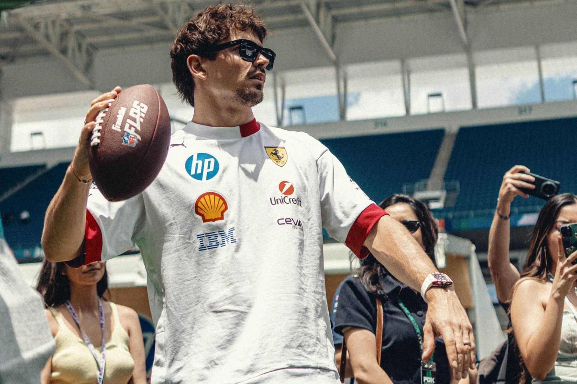 Charles LeClerc fails terribly as quarterback while throwing with Miami Dolphins players