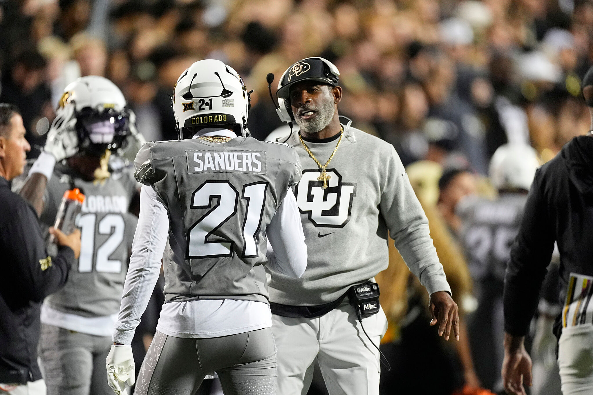 Shilo Sanders and his father, Deion Sanders