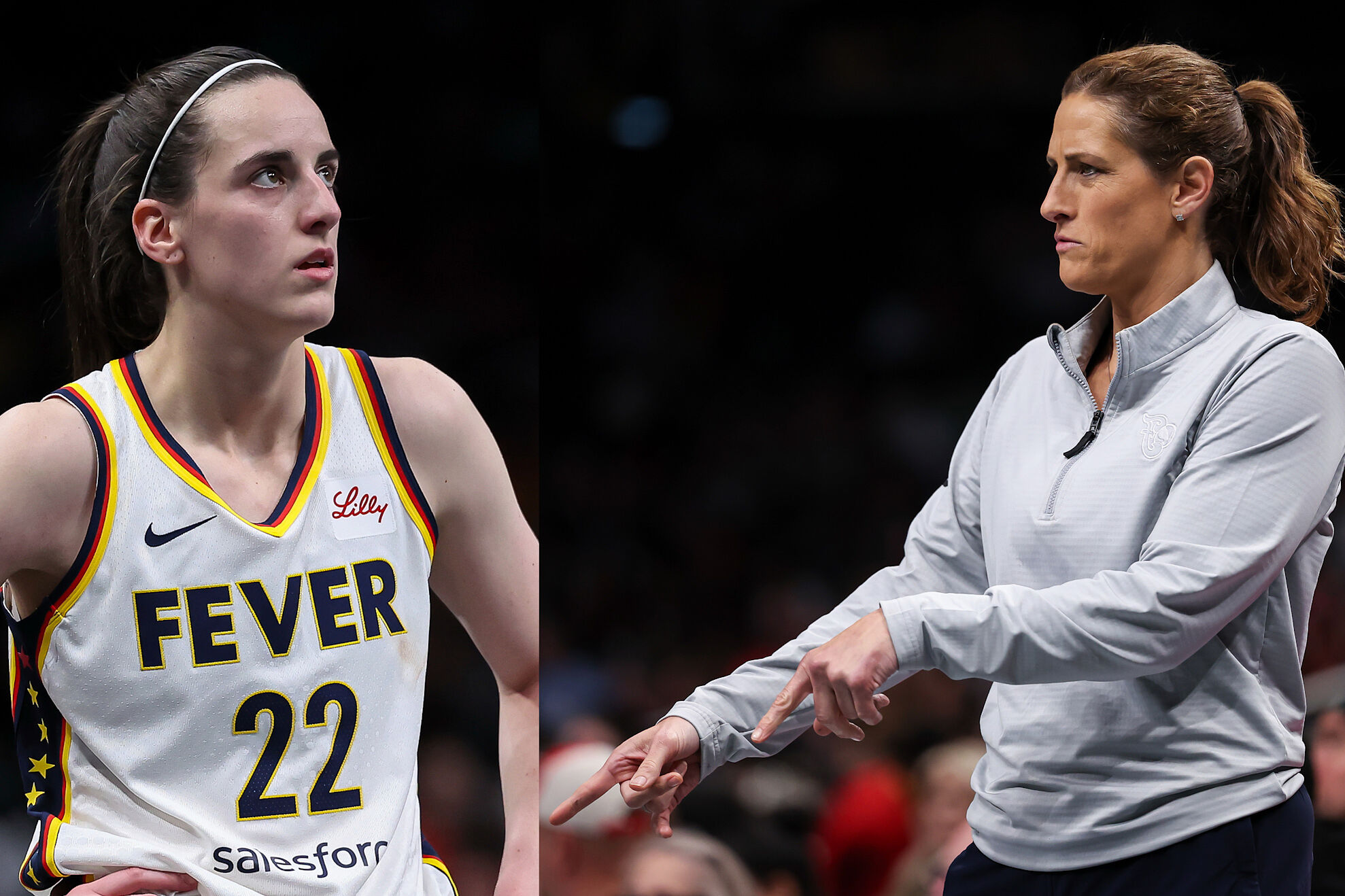 Caitlin Clark and&nbsp;Stephanie White