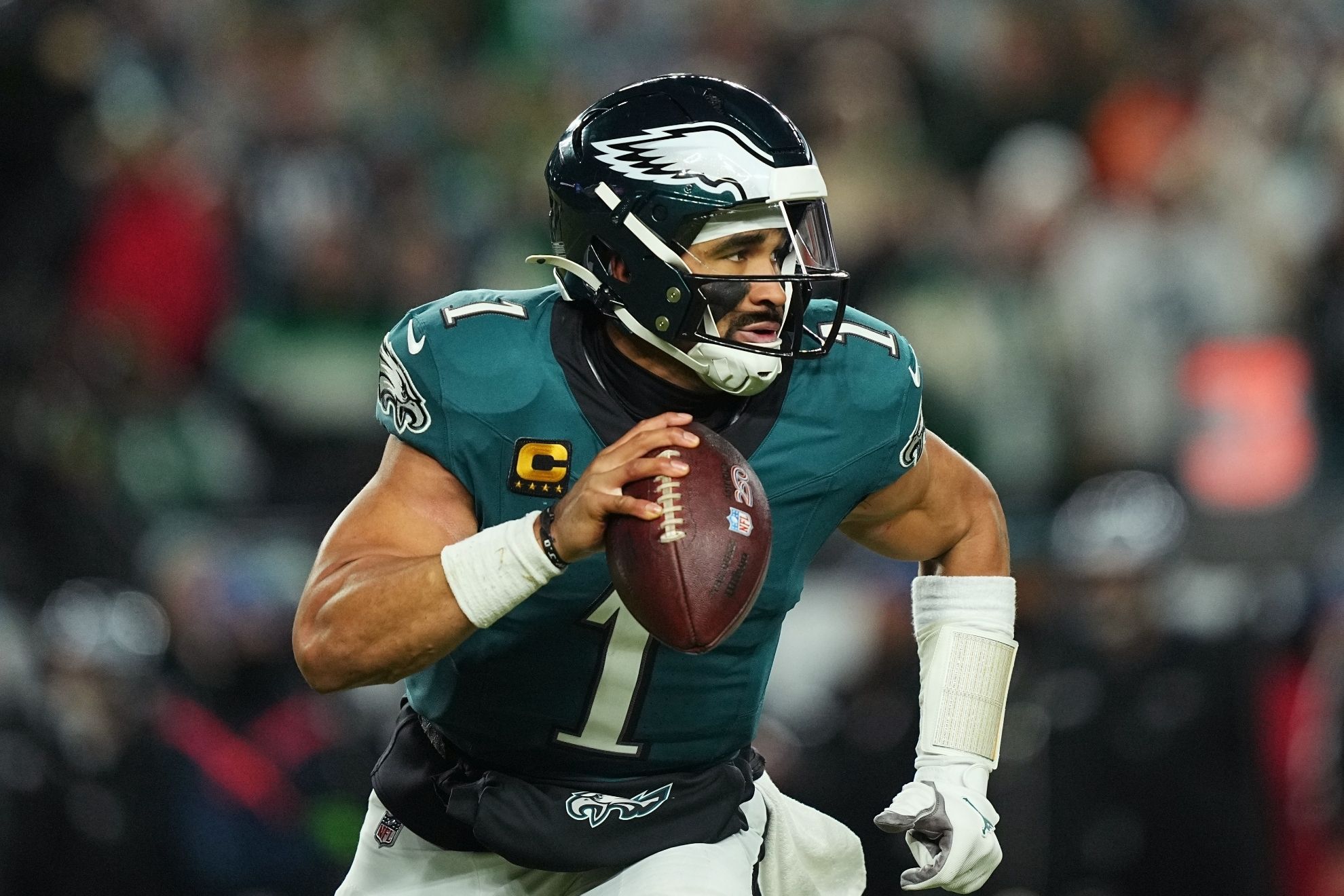 Jalen Hurts during an NFL game with the Philadelphia Eagles. AP