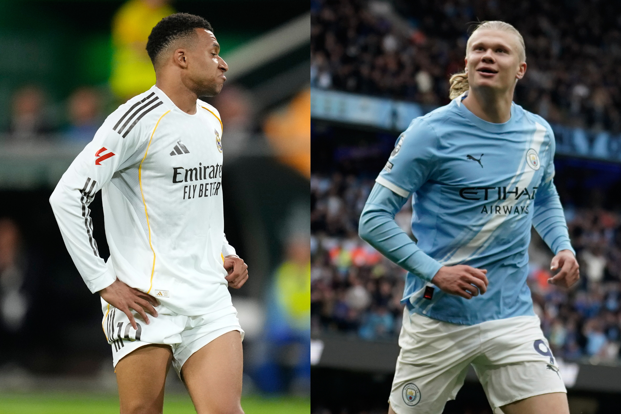 Kylian Mbappe (left) and Erling Haaland (right).