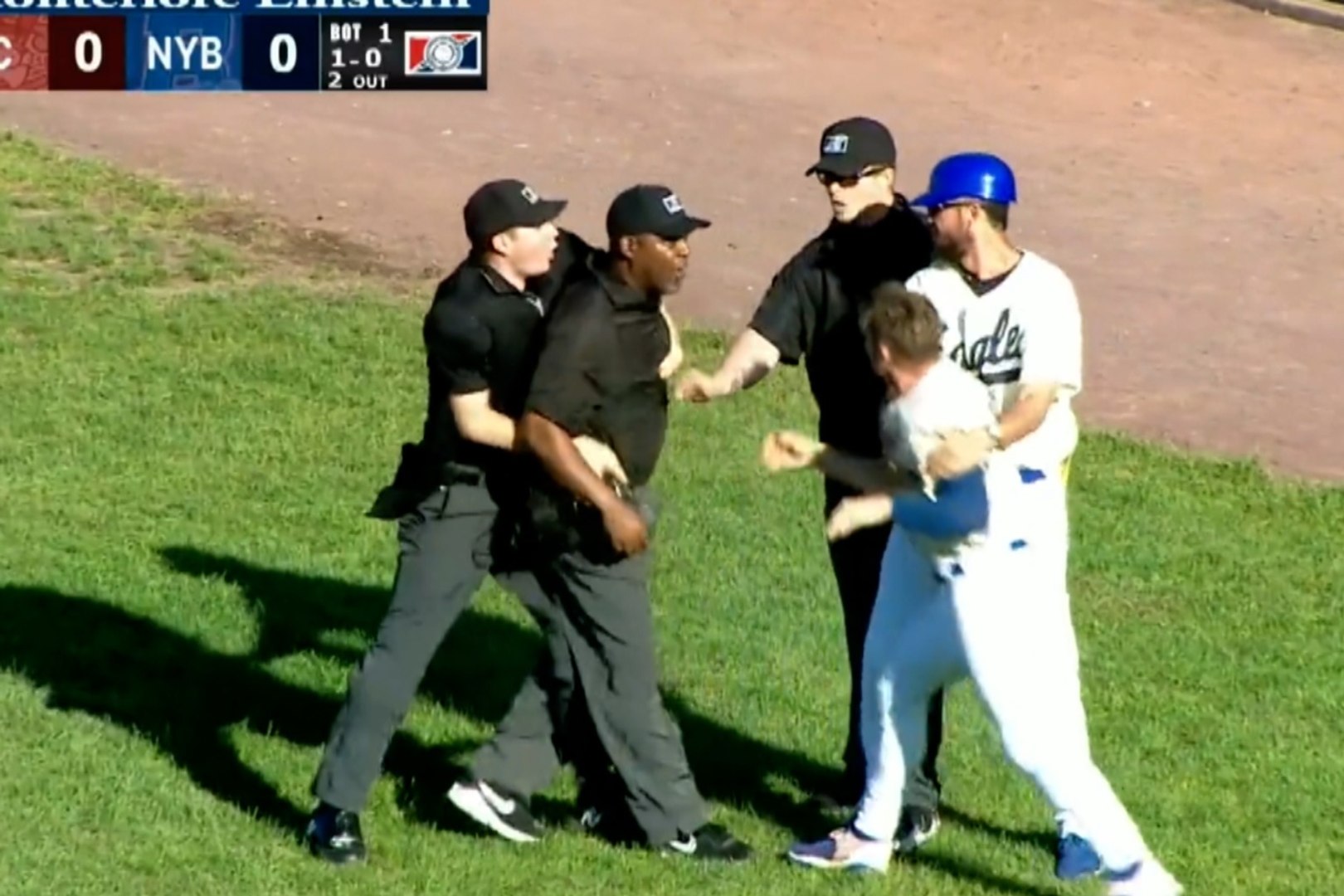 The surreal moment an umpire gets ejected by fellow umpire after huge argument with player