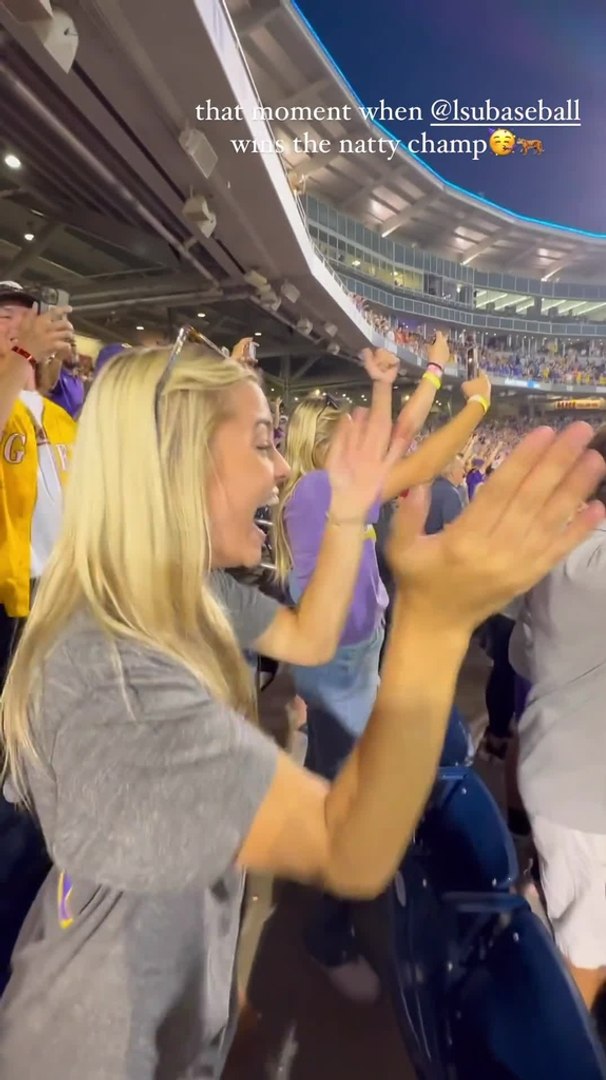 Olivia Dunne celebrates LSU Tigers Baseball team