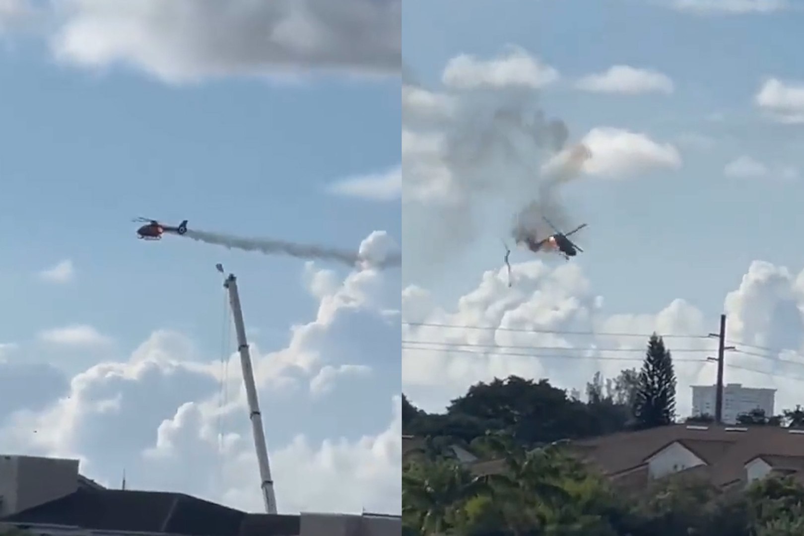 Fire Department helicopter crashes in Pompano Beach, Florida