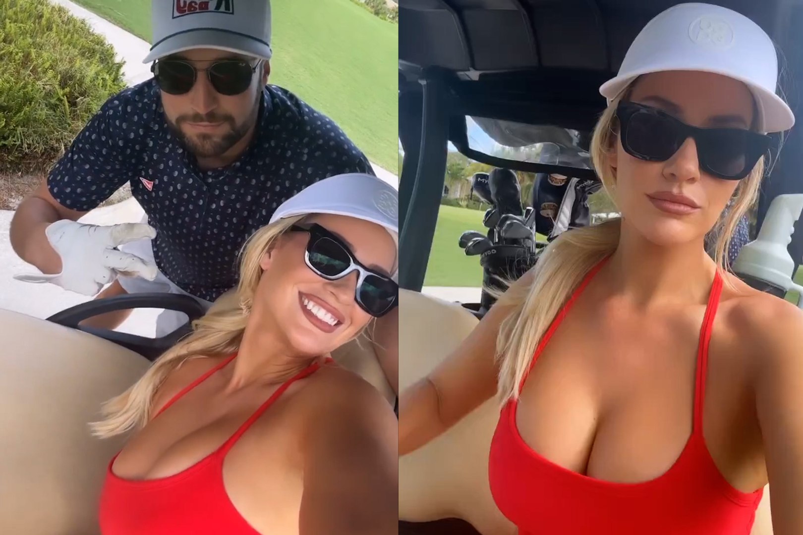 Paige Spiranac stuns in fiery red outfit on the golf course