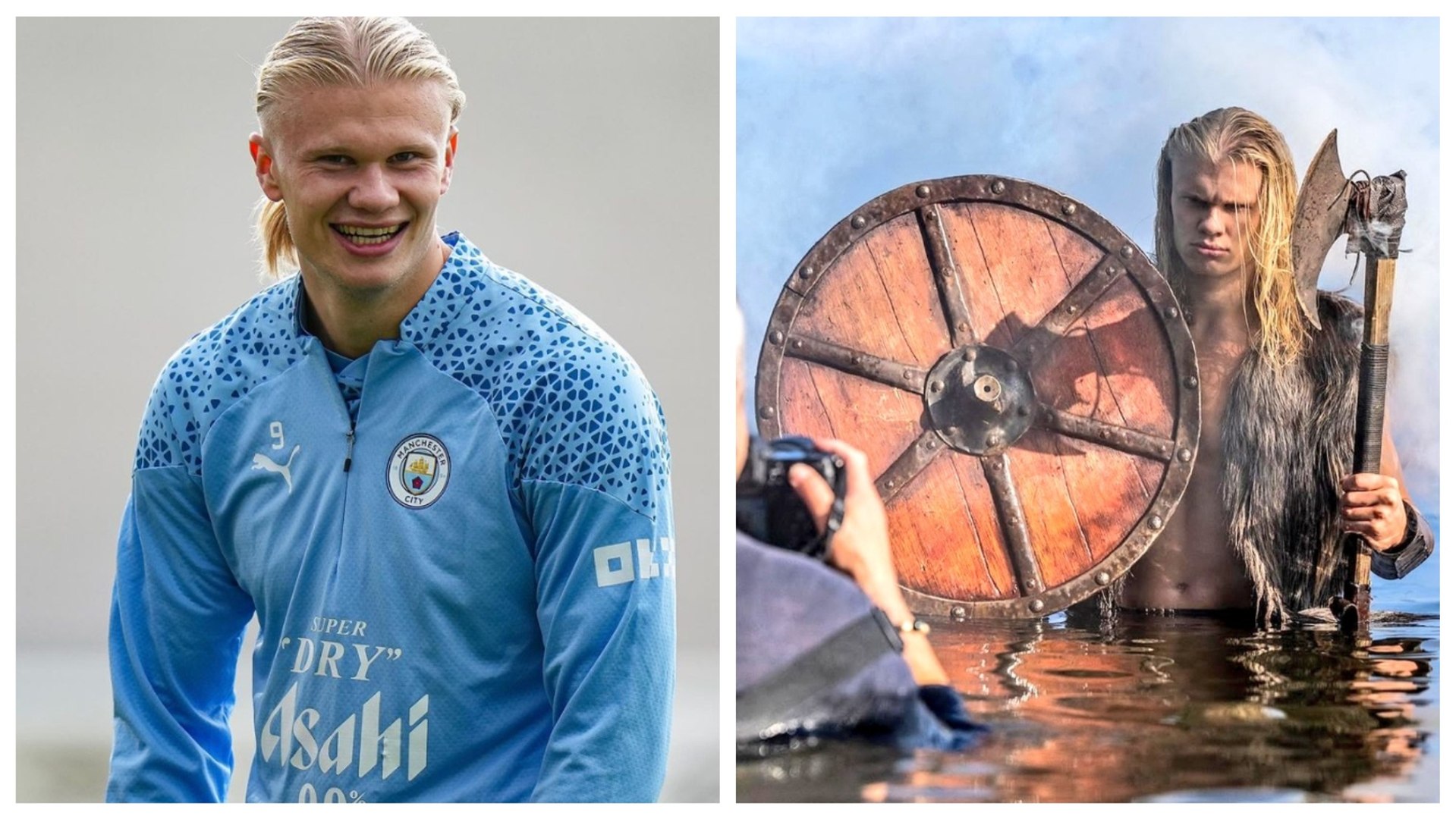 Erling Haaland becomes a viking for the day for charity