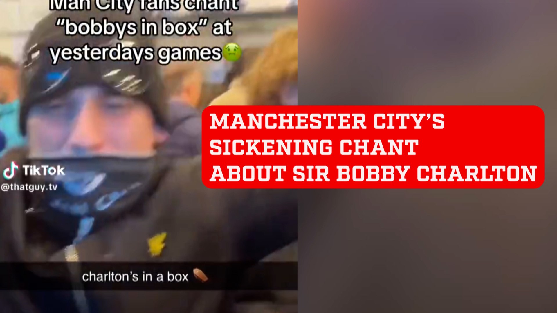 Manchester City fans mock the death of United and England soccer legend Sir Bobby Charlton