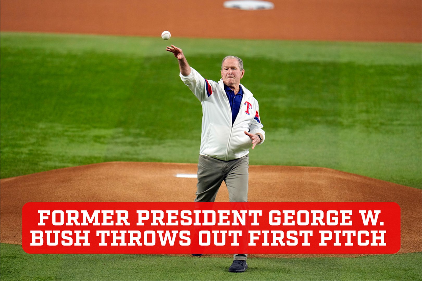 Former President George W. Bush throws out the first pitch in Game 1 of the World Series