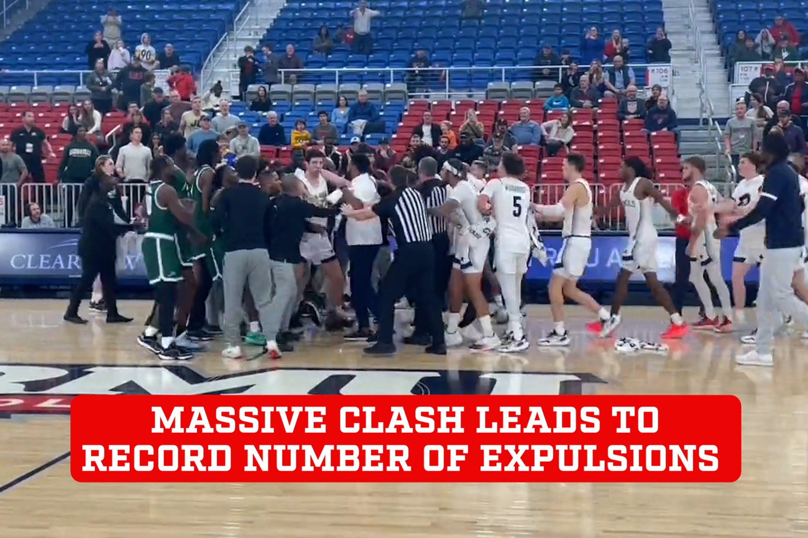 Mass confrontation prompts record ejections at Jacksonville vs. Robert Morris basketball game