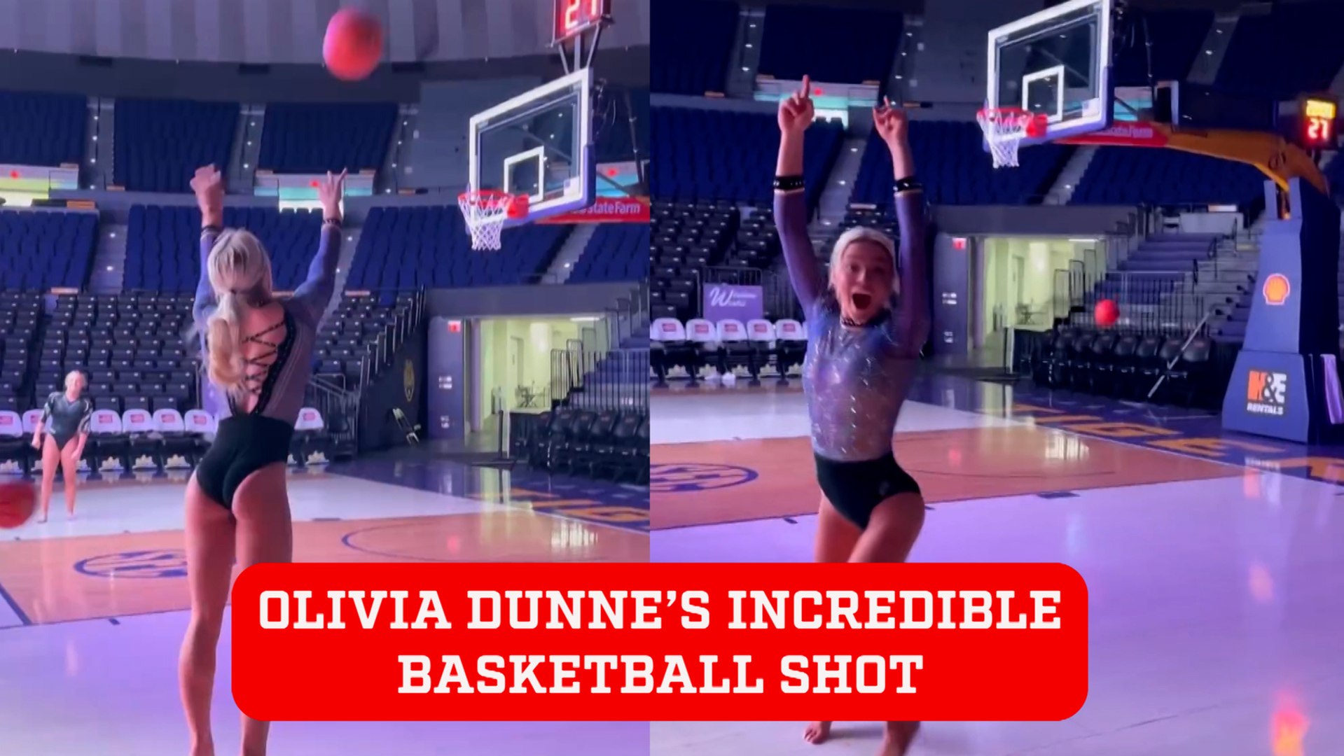 Olivia Dunne throws incredible basketball shot with LSU gymnastics teammates