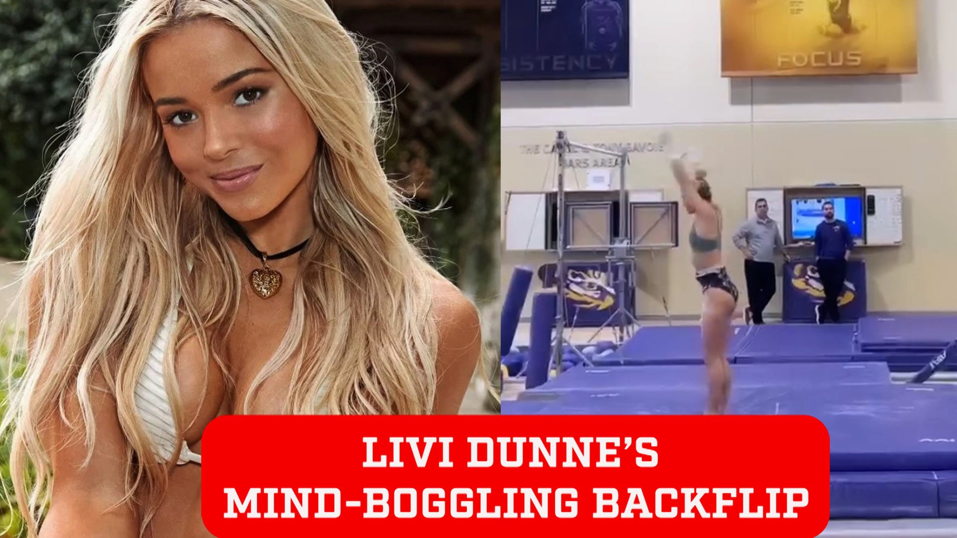 Olivia Dunne's incredible backflip during LSU gym session