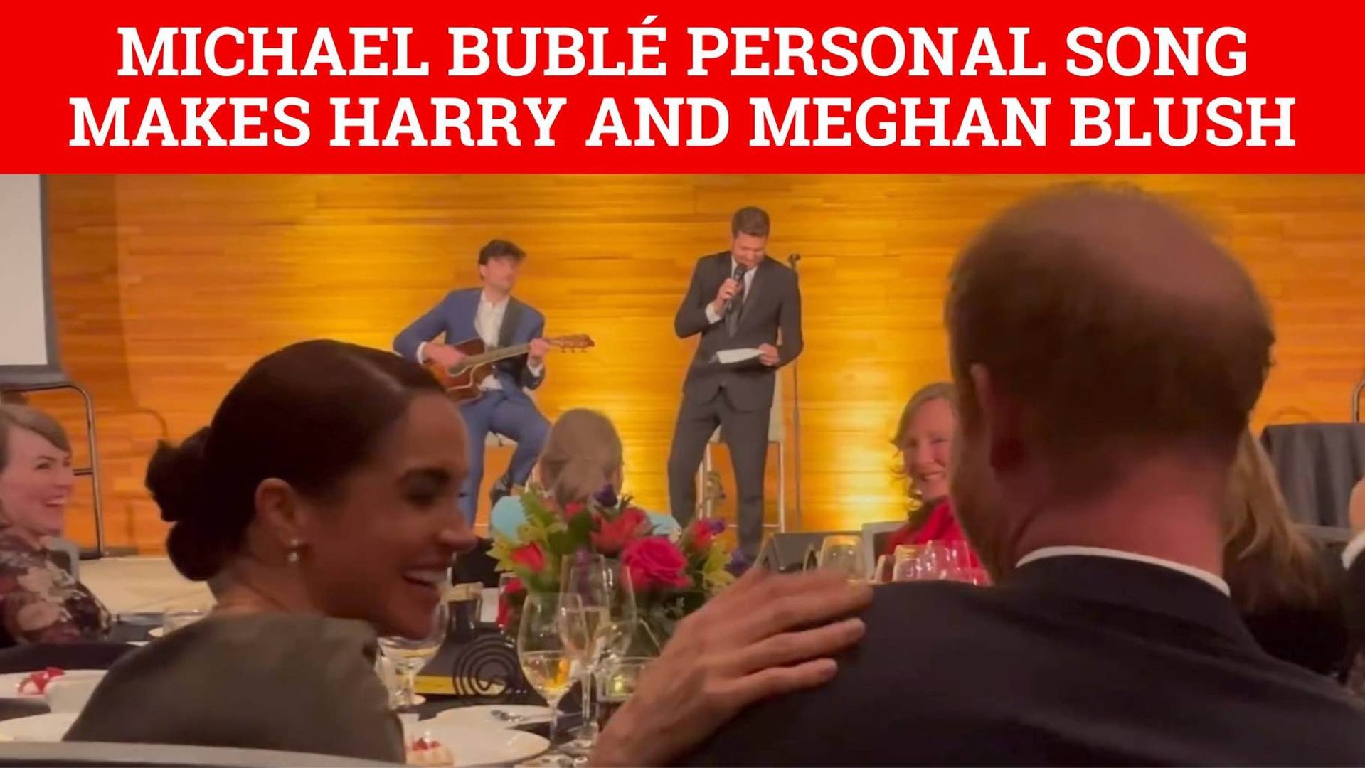 Prince Harry and Meghan Markle get serenaded by Michael Buble with personalized song
