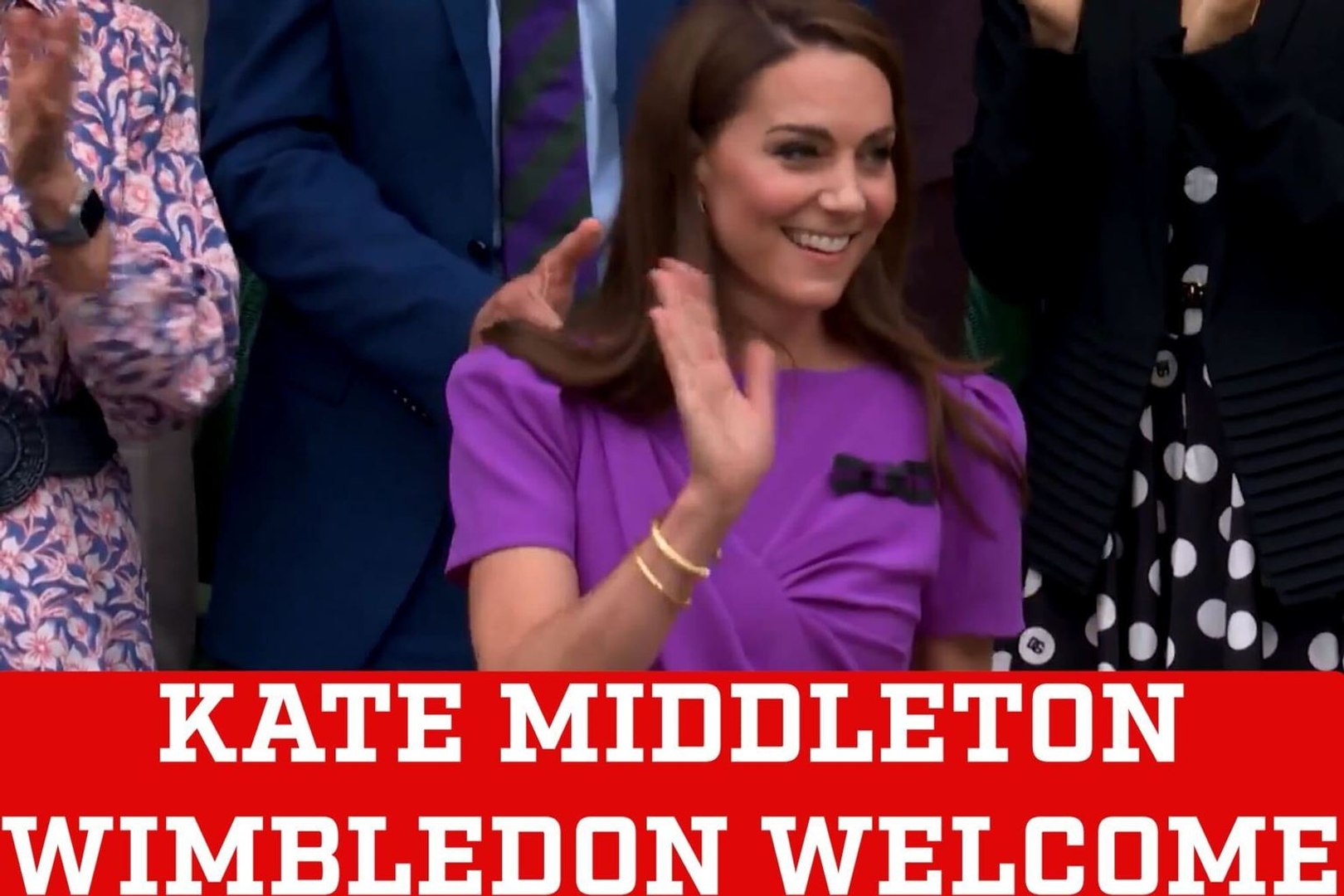 Kate Middleton is welcomed by the public at wimbledon with Princess Charlotte