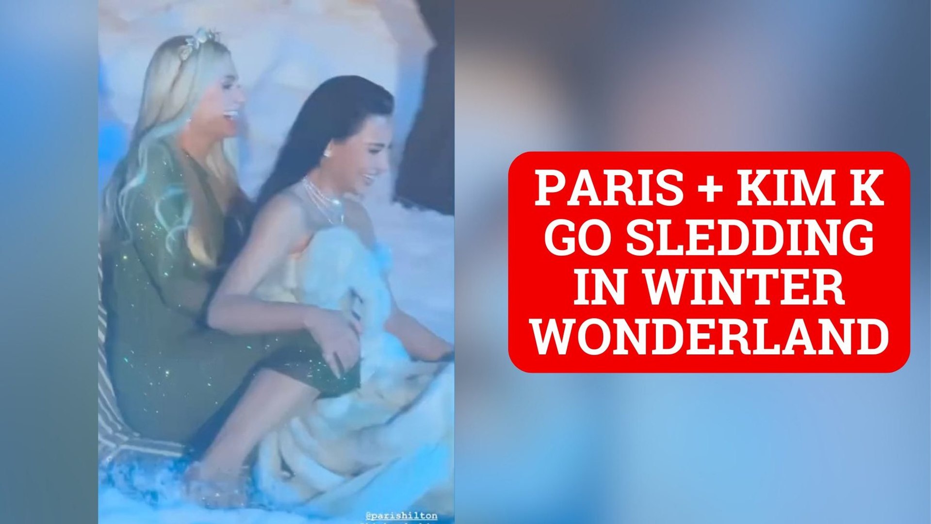 Paris Hilton and Kim Kardashian enjoy Christmas sledding in winter wonderland