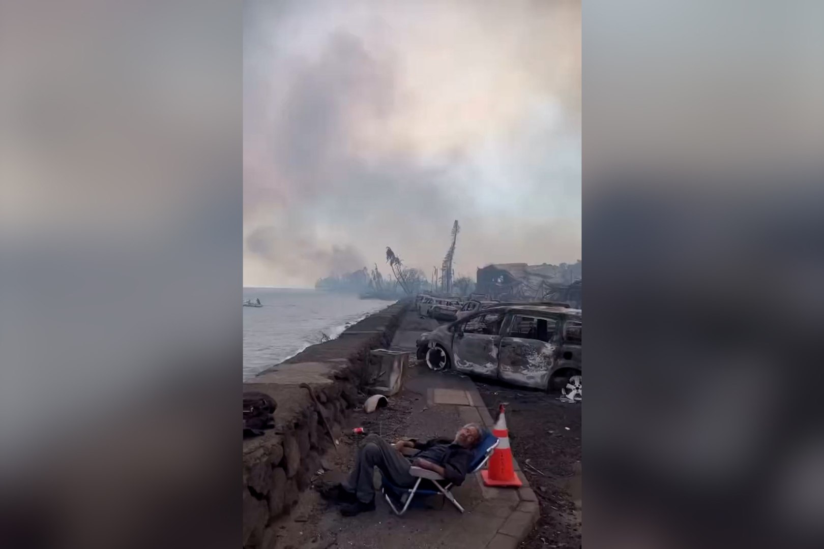 Images of the streets of Lahaina, Maui after the passage of the wildfire