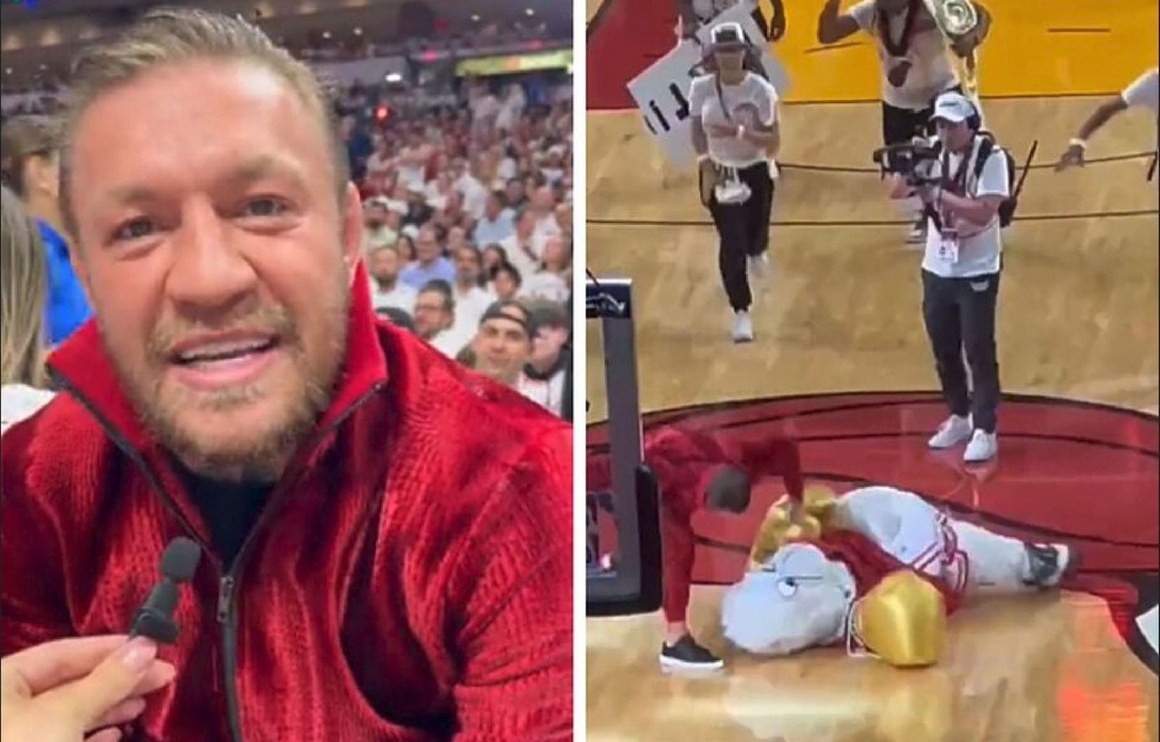 Conor McGregor knocks out Heat mascot... gets booed my entire Miami arena