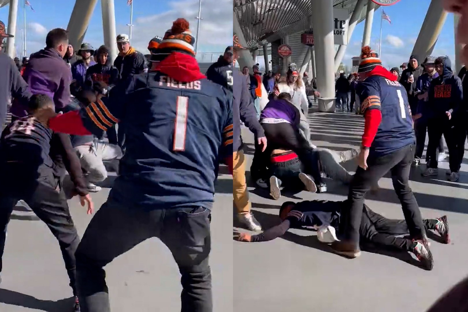Bears Fans engage in brawl on Soldier Field concourse