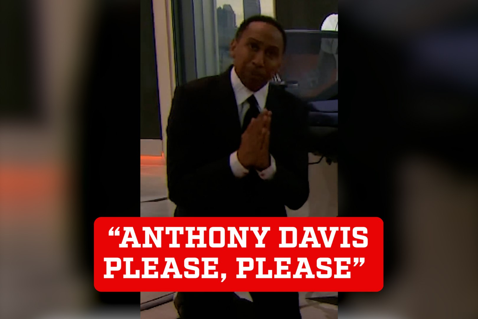 Stephen A. Smith gets down on his knees and begs a request to Anthony Davis