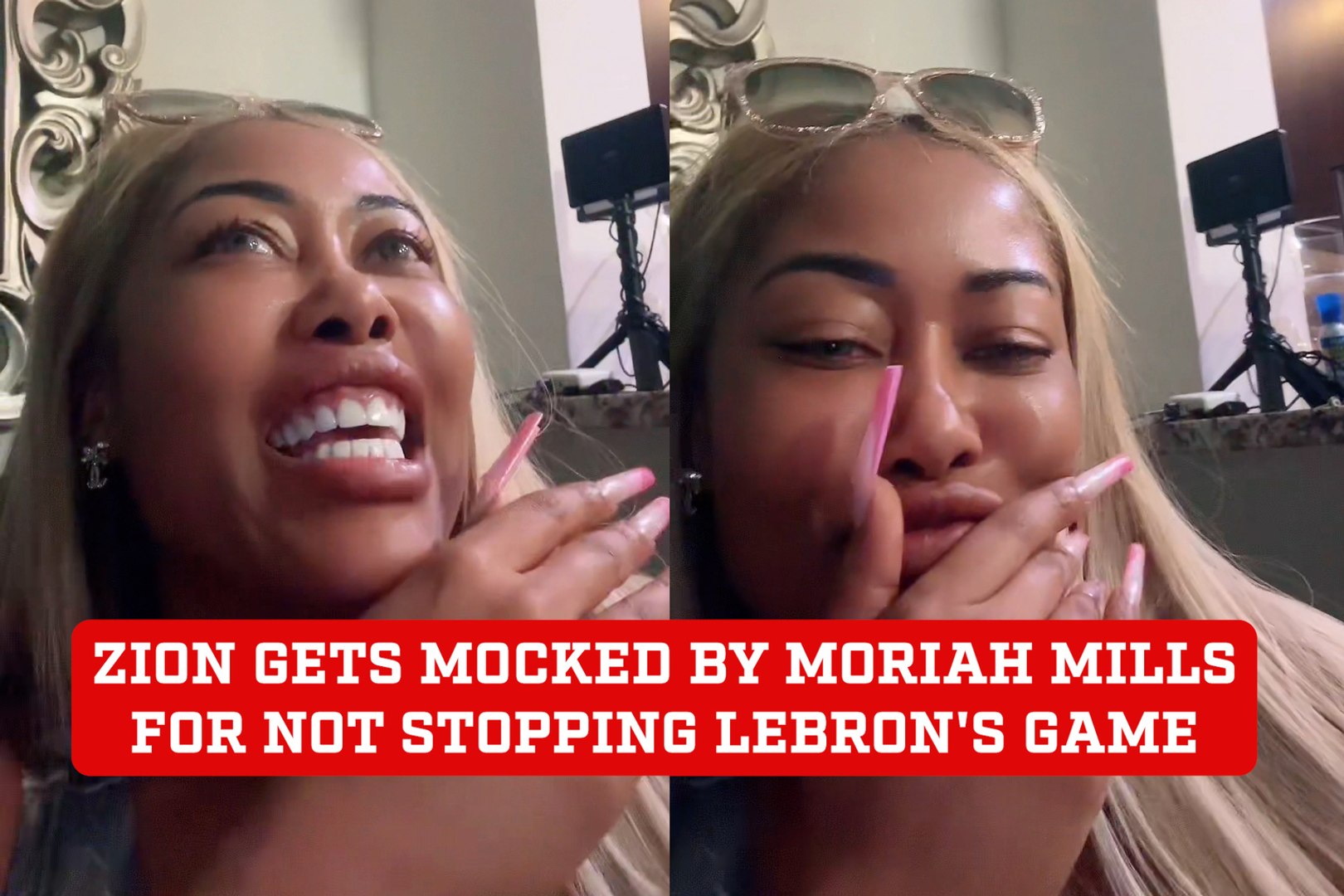 Zion Williamson gets mocked by Moriah Mills for inability to halt LeBron James' game