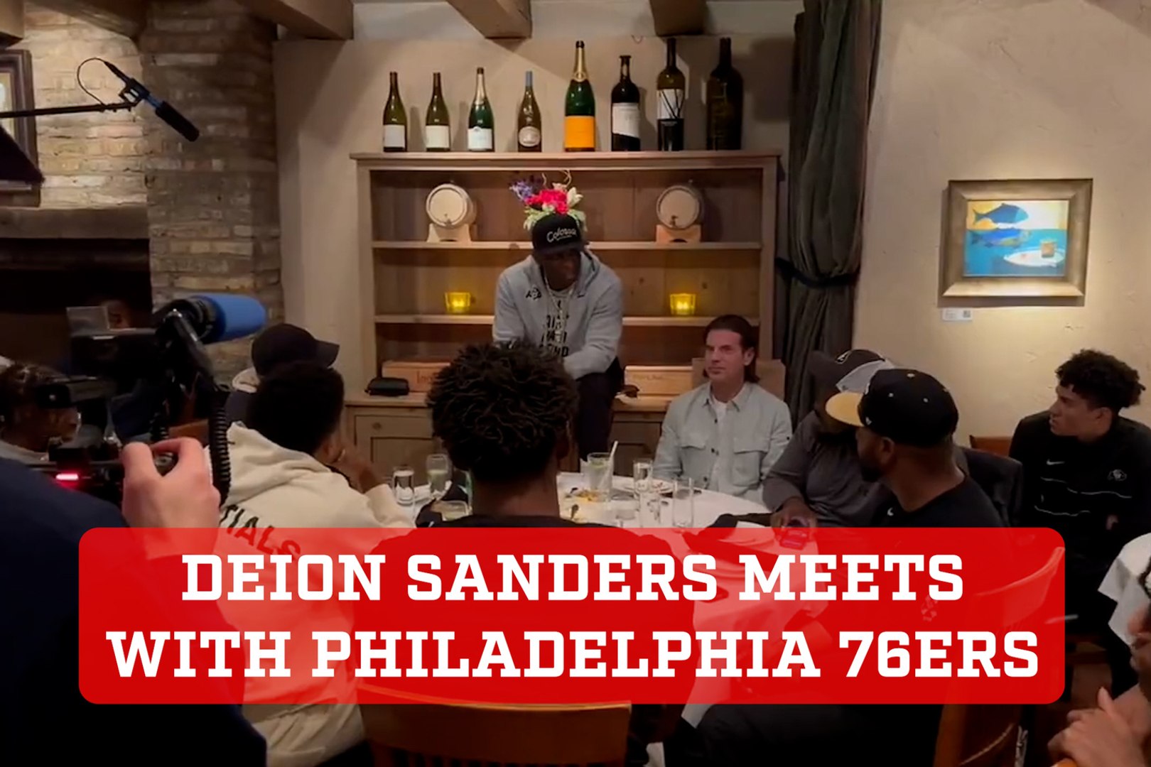Deion Sanders meets with Philadelphia 76ers for pep talk
