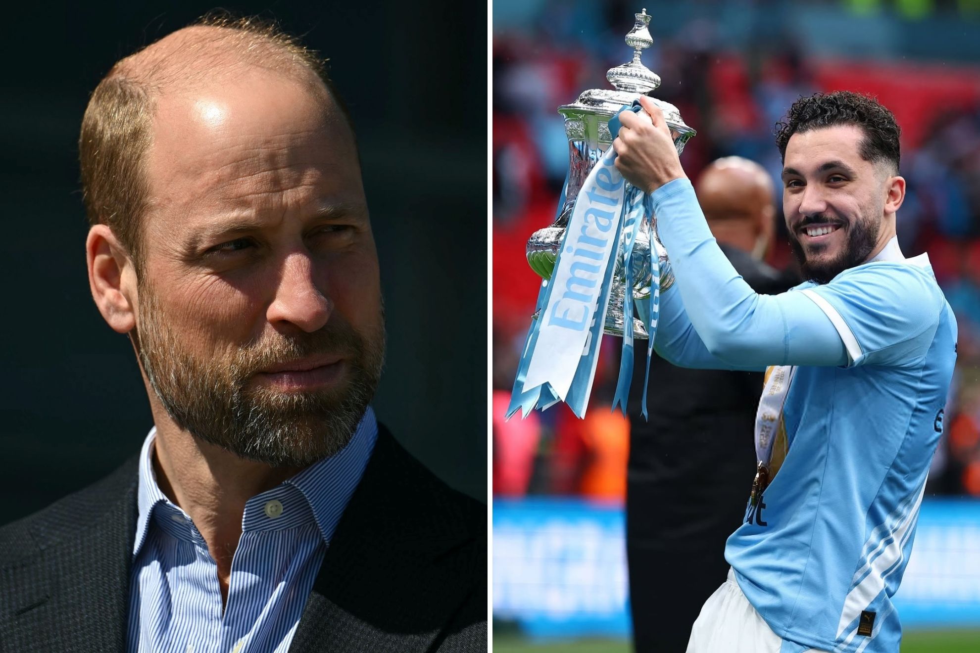 Prince William was caught off guard when Rayan Cherki broke protocol at Man City’s FA Cup trophy lift