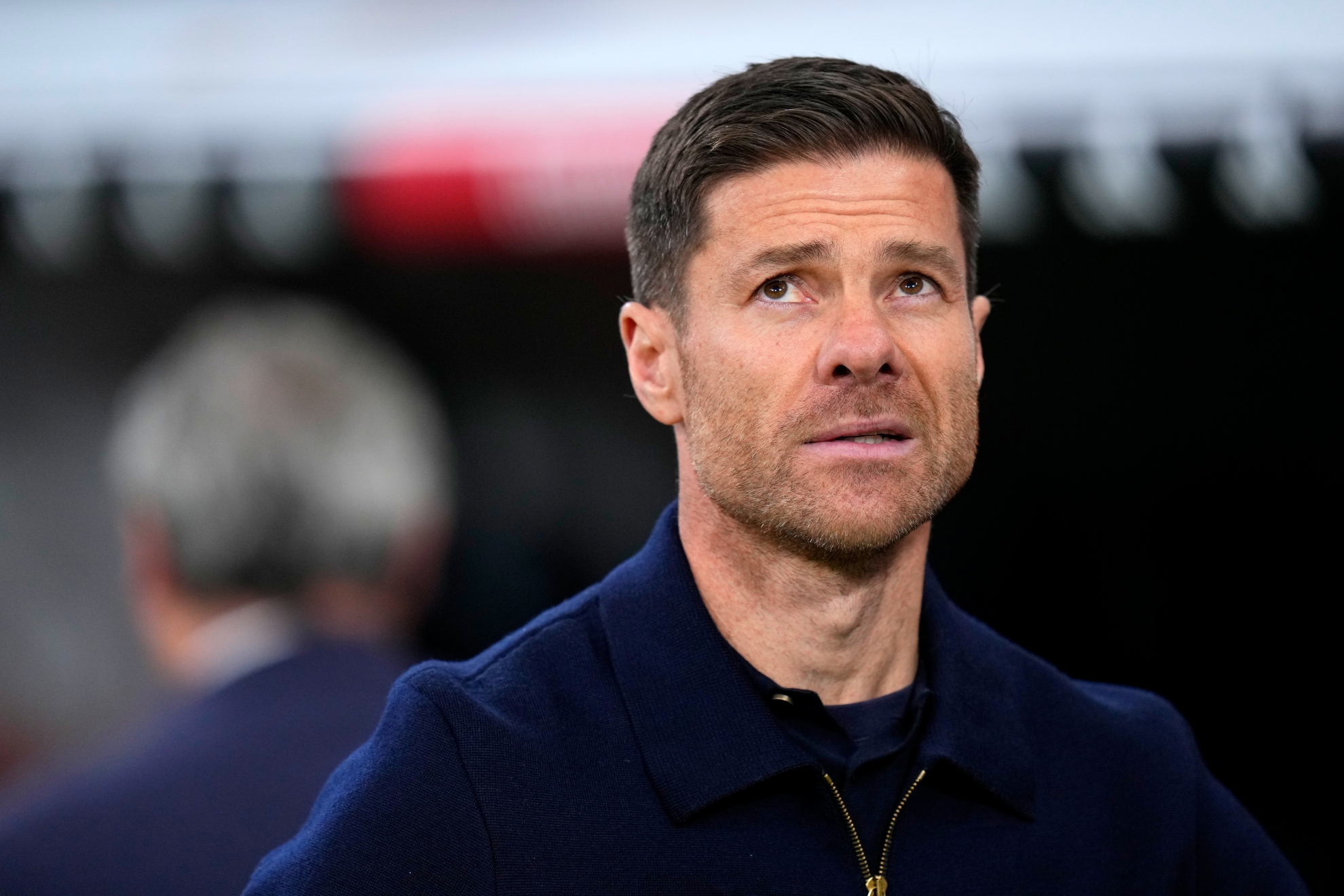 Real Madrid's head coach Xabi Alonso arrives for the Spanish La Liga soccer match between Real Madrid and Celta Vigo