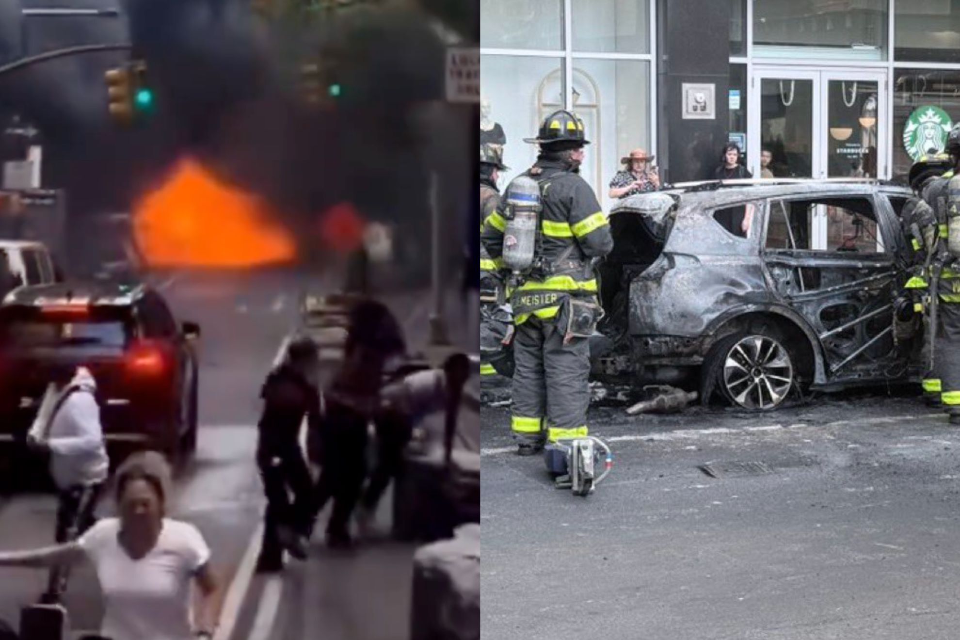 Fiery car explosion in Lower Manhattan