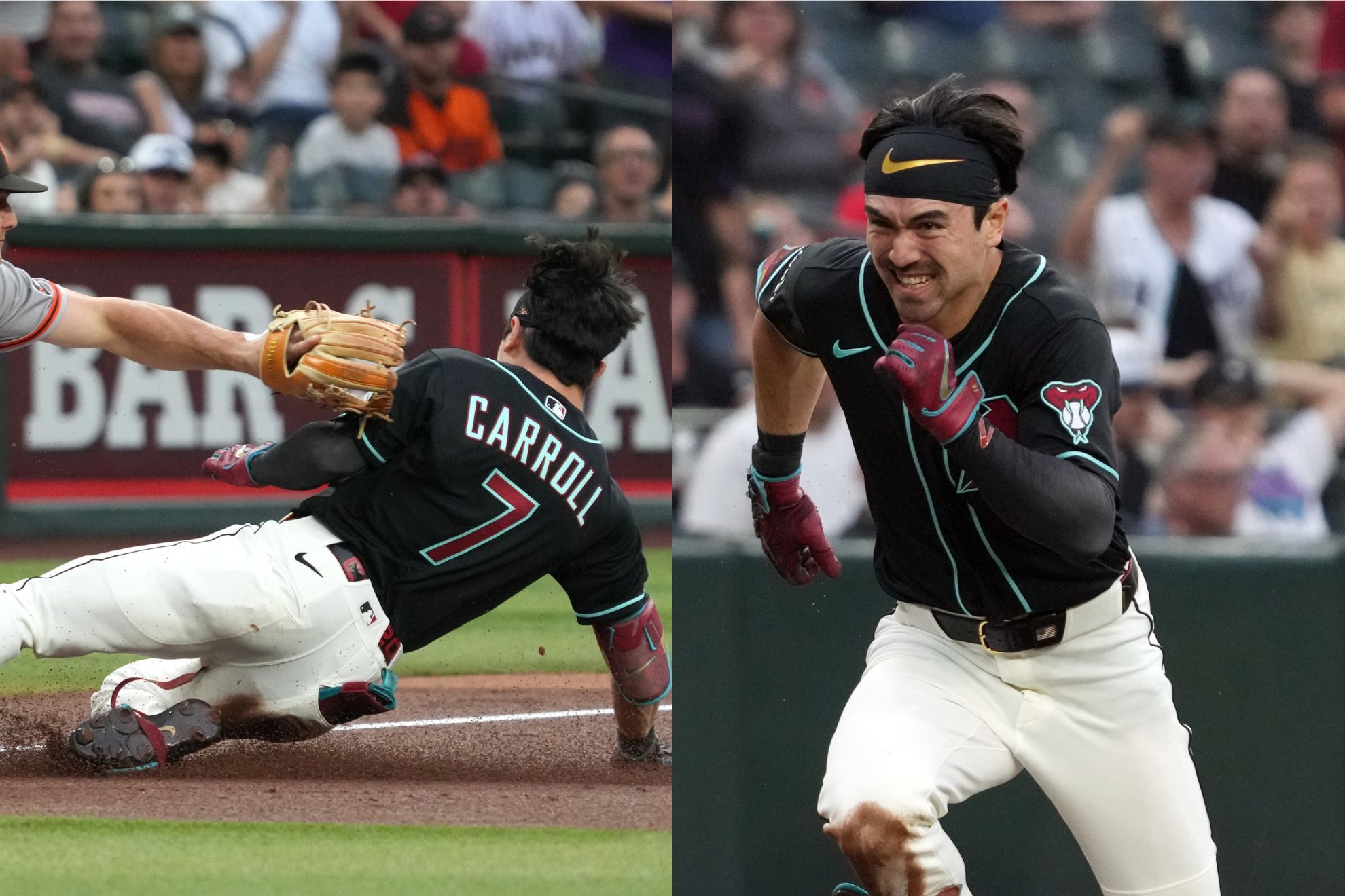 Corbin Carroll gets hit in the head