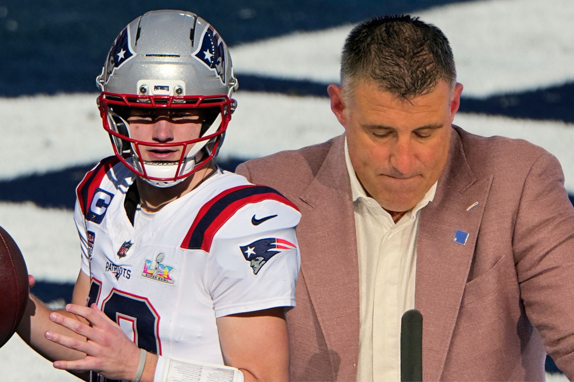 Drake Maye &amp; Mike Vrabel.