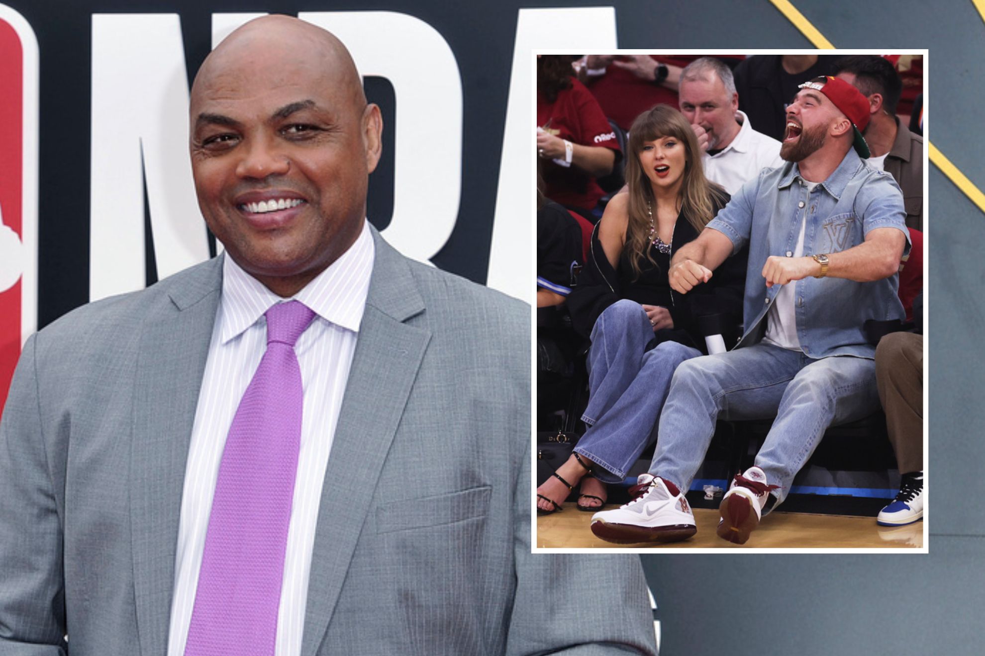 Charles Barkley alongside Taylor Swift and Travis Kelce.