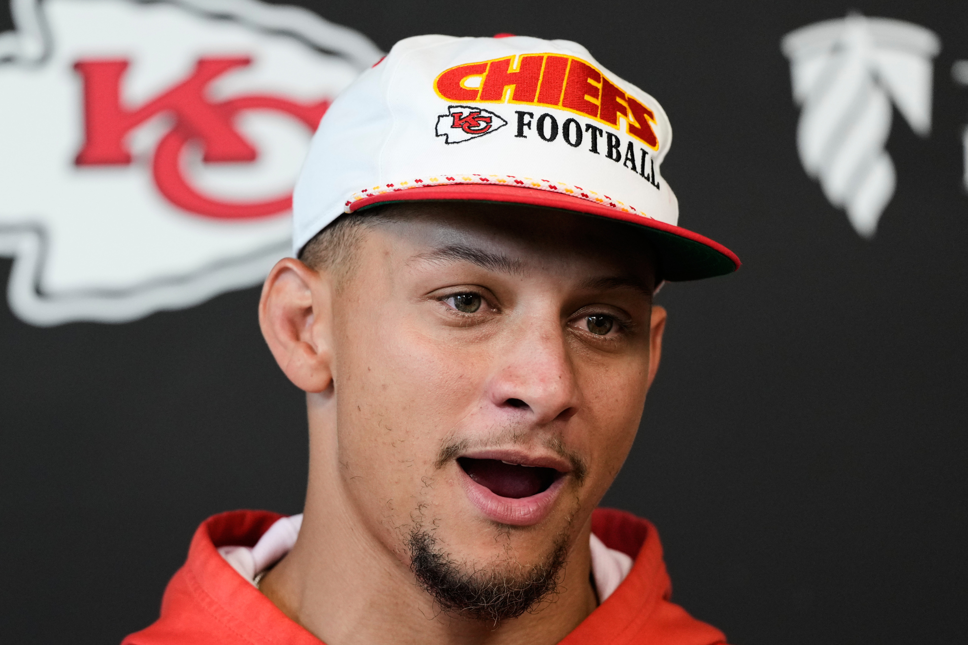 Patrick Mahomes speaks to the media during Kansas City Chiefs OTAs.