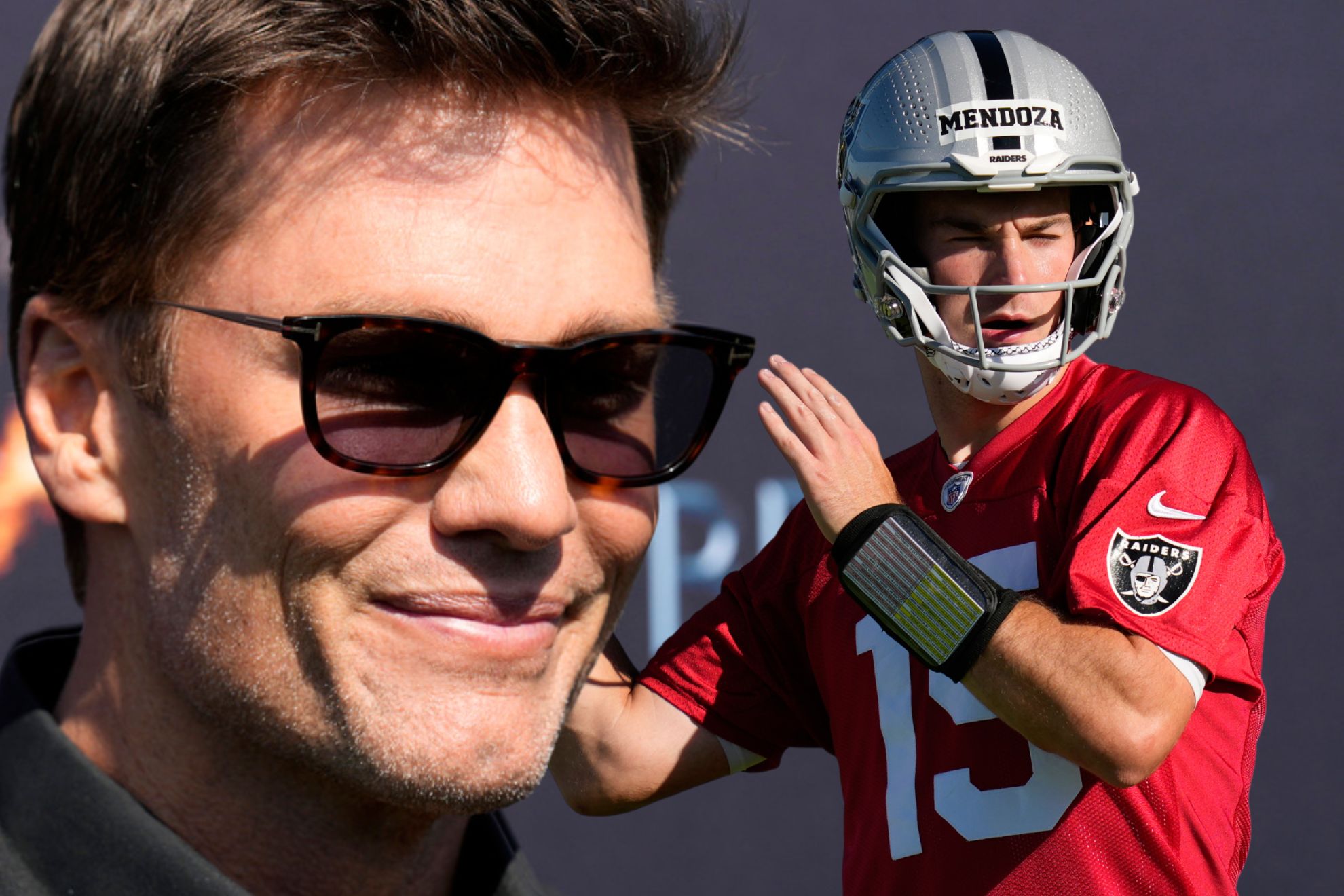 Tom Brady& Fernando Mendoza are set to take the Las Vegas Raiders into the future. LAPRESSE .