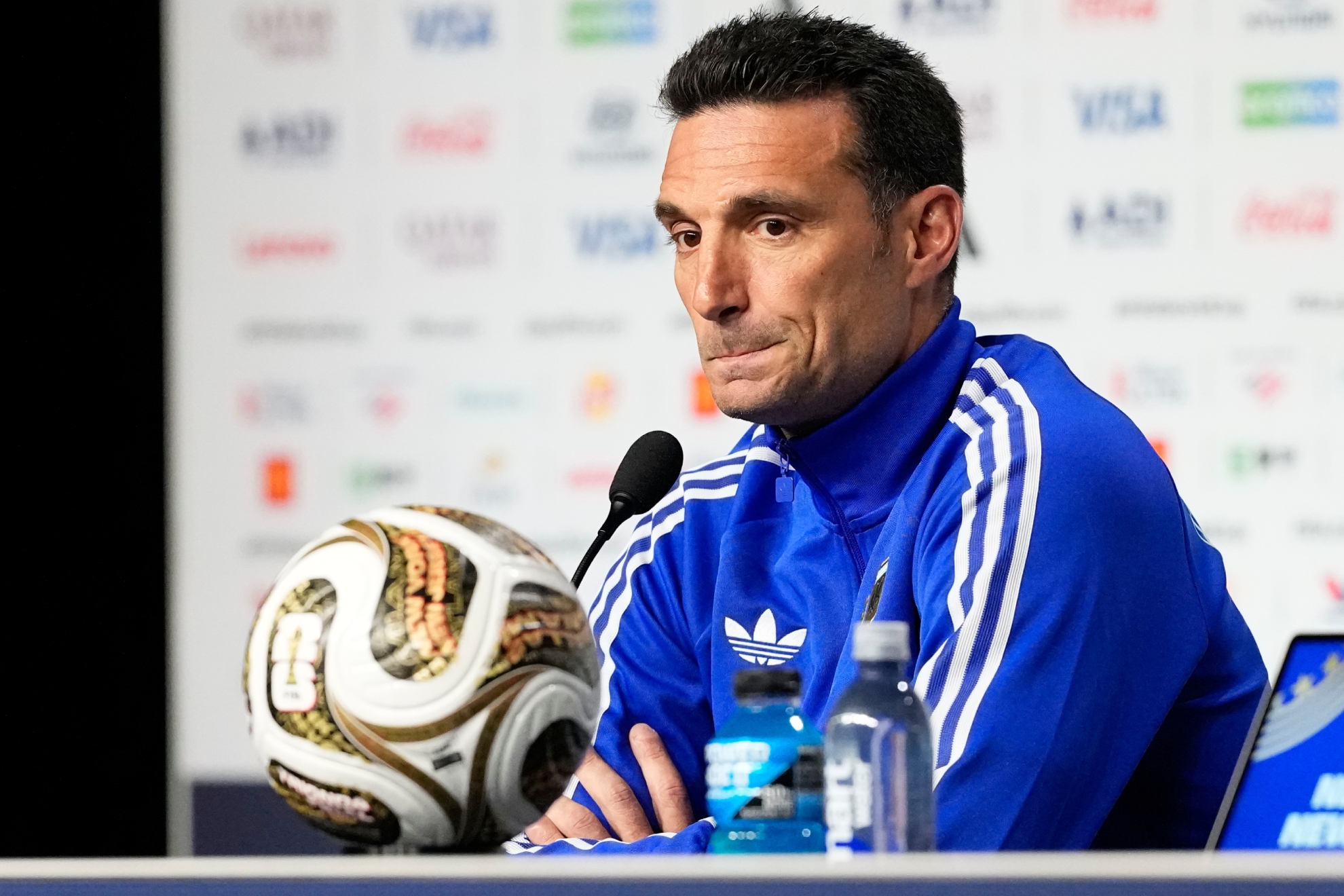 Lionel Scaloni during a press conference as the manager for Argentina. LAPRESSE