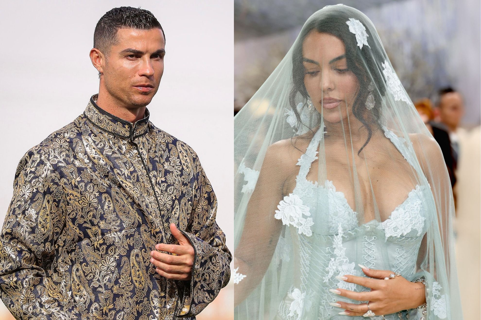 5 cái tên chắc chắn được Ronaldo mời dự đám cưới thế kỷ 1 Cristiano Ronaldo poses elegantly for a photo / Georgina Rodríguez poses in a wedding dress