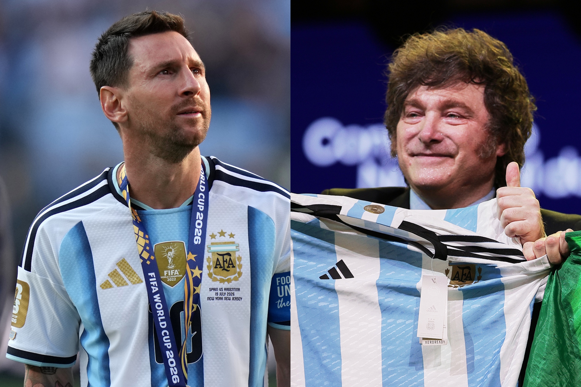 Lionel Messi and Javier Milei.