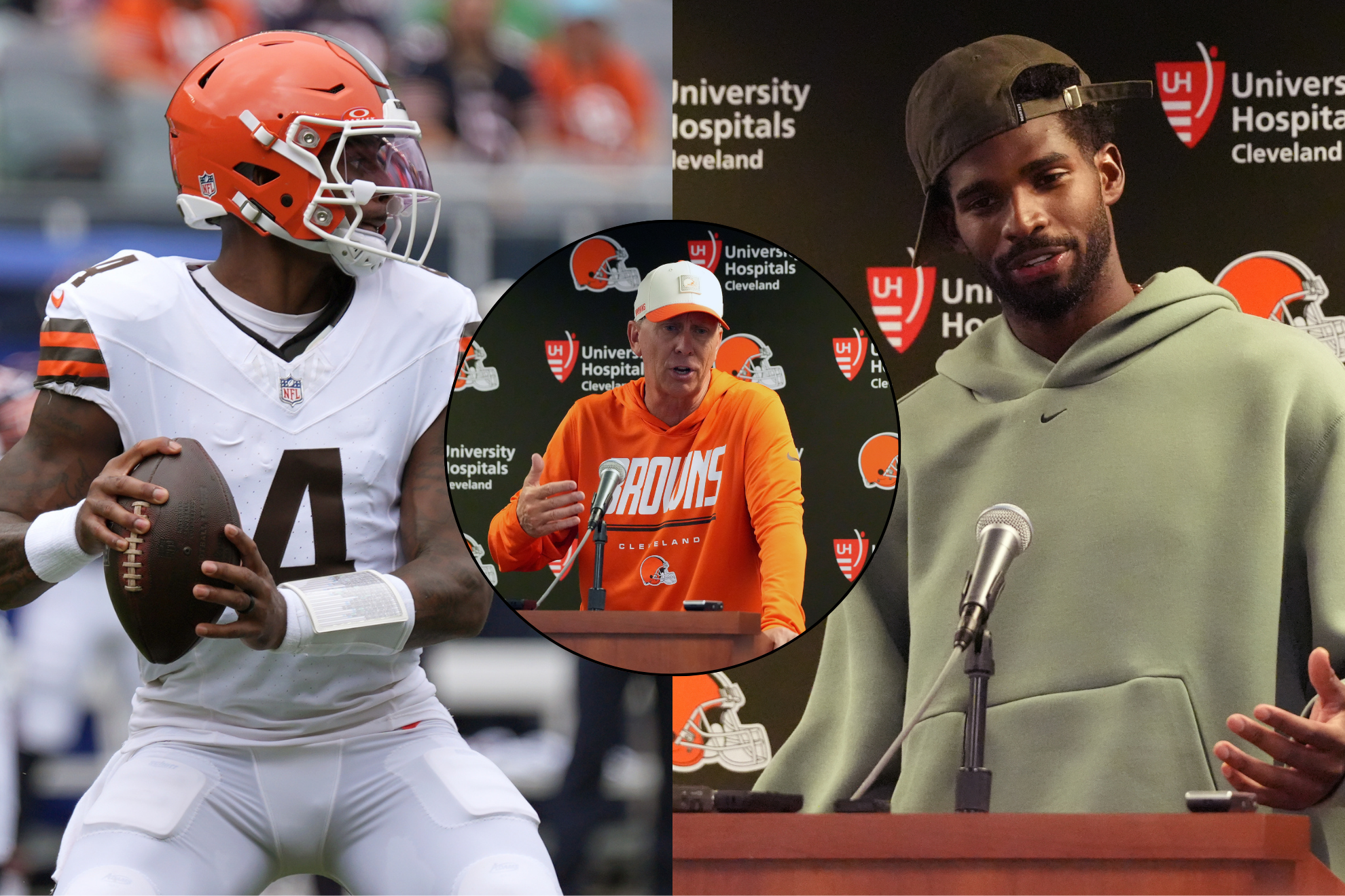 Todd Monken (center) with Deshaun Watson and Shedeur Sanders LAPRESSE