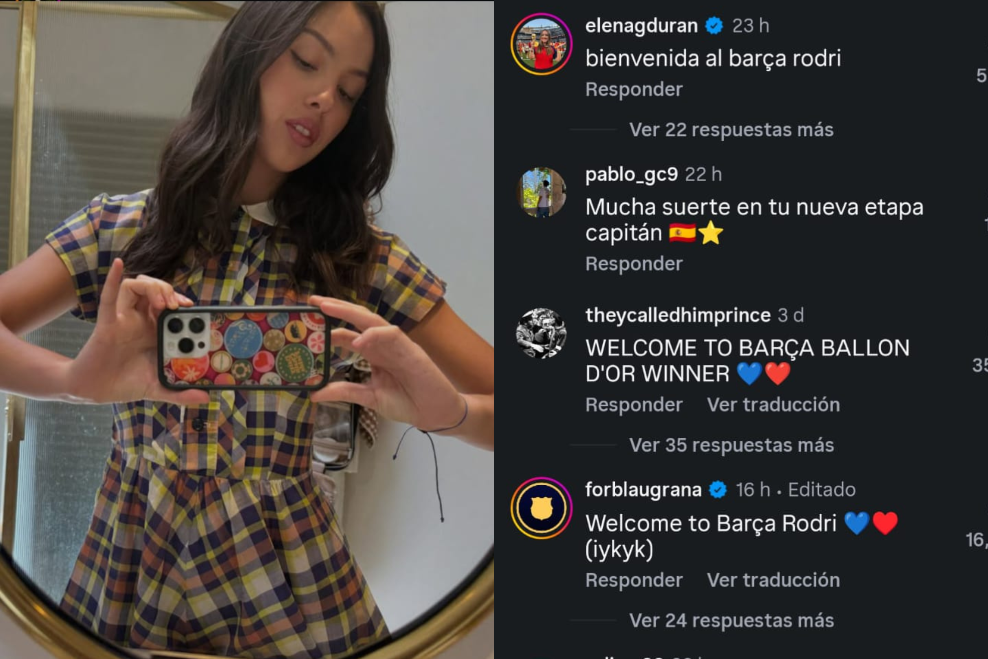 The scene takes place after the midfielder's arrival at Barcelona and stems from an explanation that combines soccer, social media, and a coincidence of names. instagram@oliviarodrigo