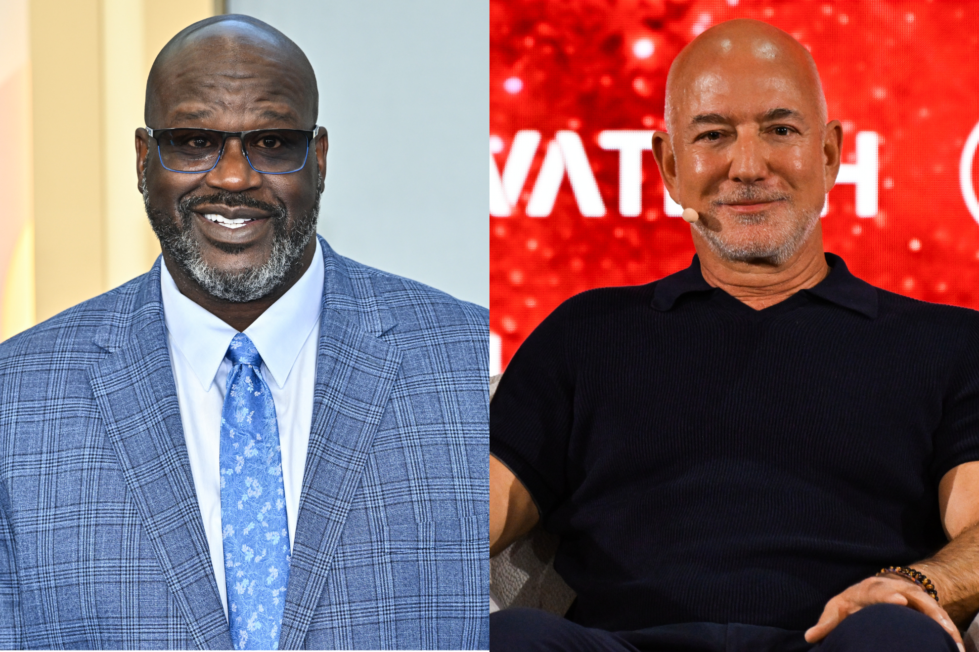 Shaquille O'Neal (left) and Jeff Bezos (right). LAPRESSE