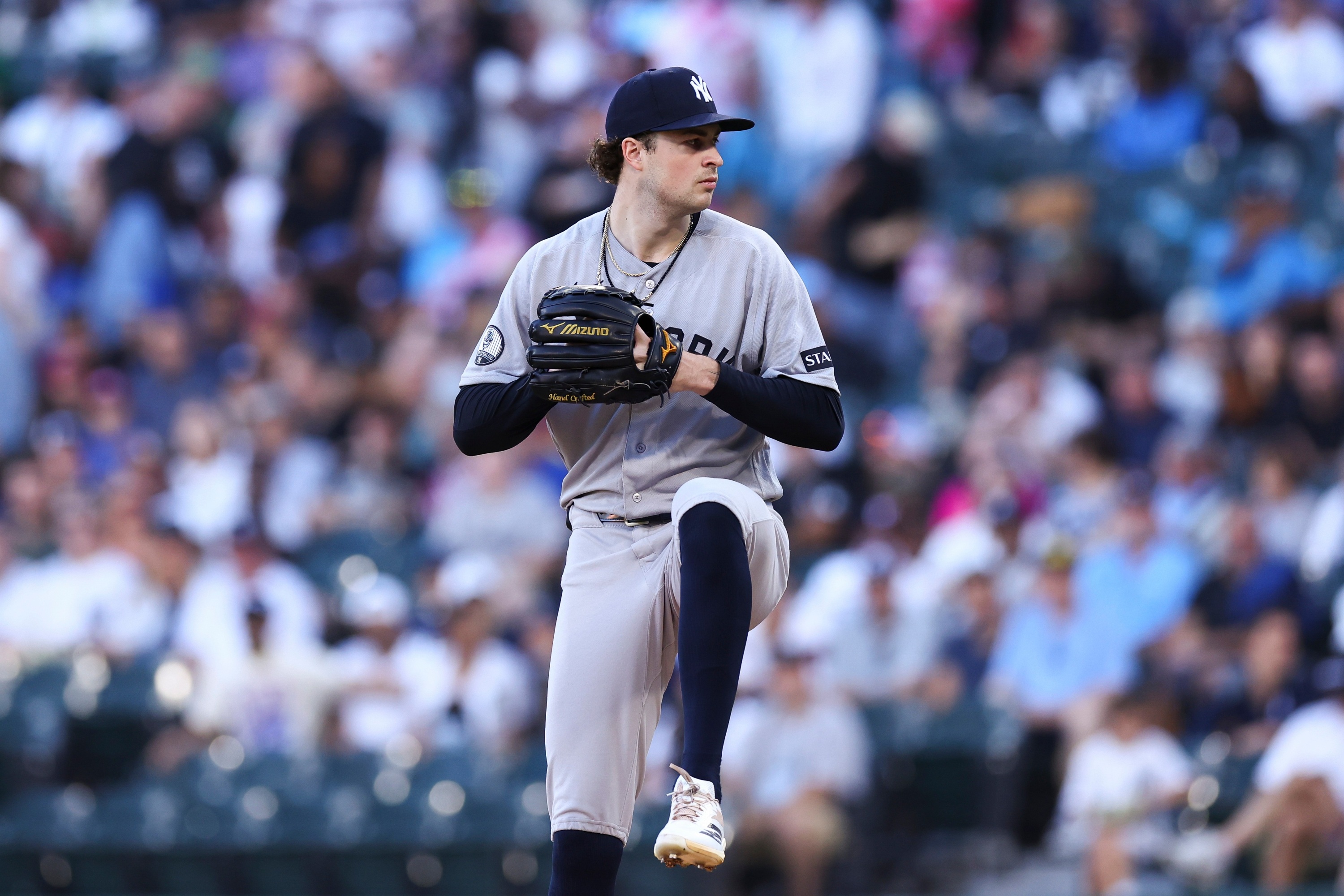 New York Yankees pitcher Cam Schlittler throws to a Chicago White Sox batter during the first inning of a baseball game in Chicago, Wednesday, July 29, 2026. (AP Photo/Jessie Alcheh) AP Photo/Jessie Alcheh