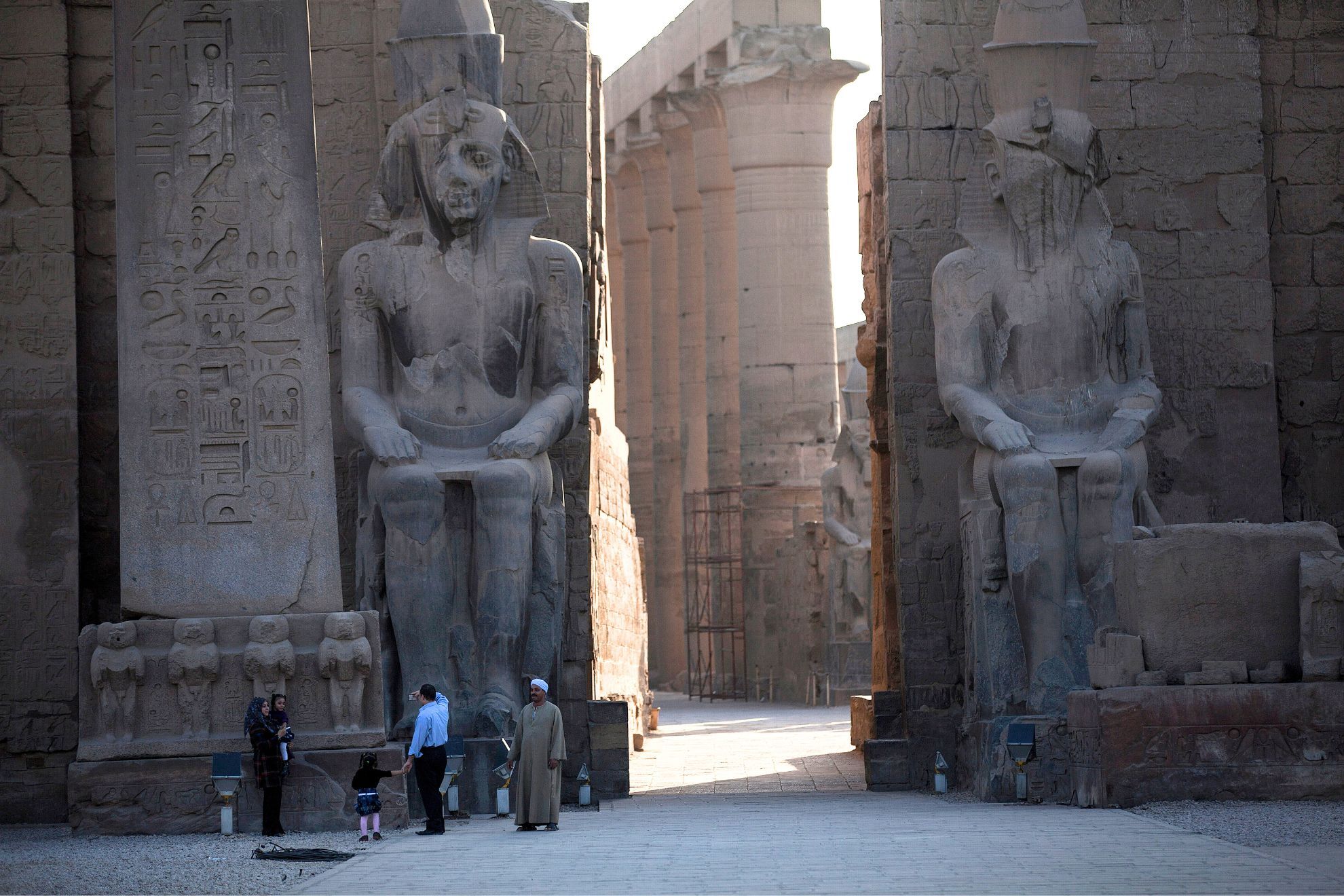 This Tuesday, Nov. 12, 2013 photo shows the Ramesses II Colossus at the gate of Luxor temple (1400 BC) in the ancient city of Luxor, Egypt