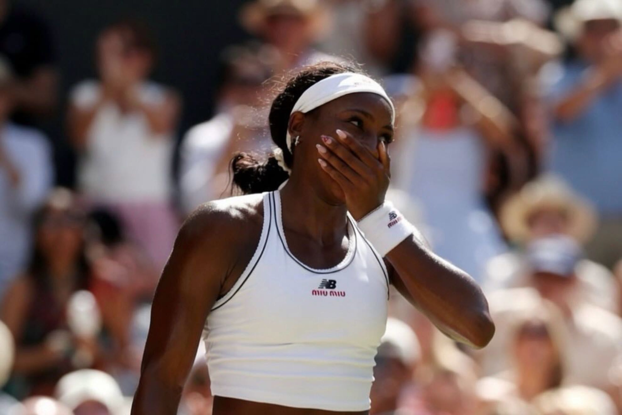 Coco Gauff happy after defeating her opponent and advancing to the semifinals