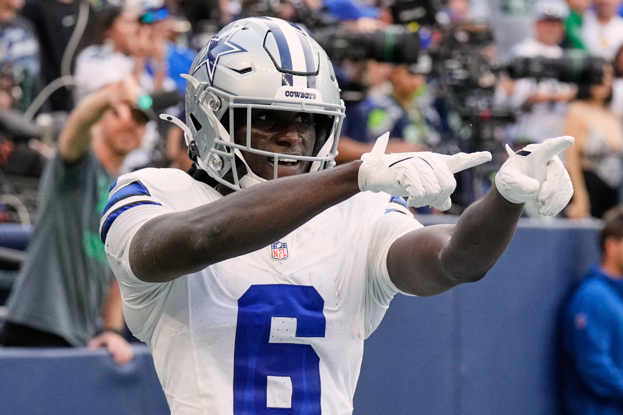 Camden Brown celebrates after scoring a touchdown during a preseason game for the Dallas Cowboys. LAPRESSE