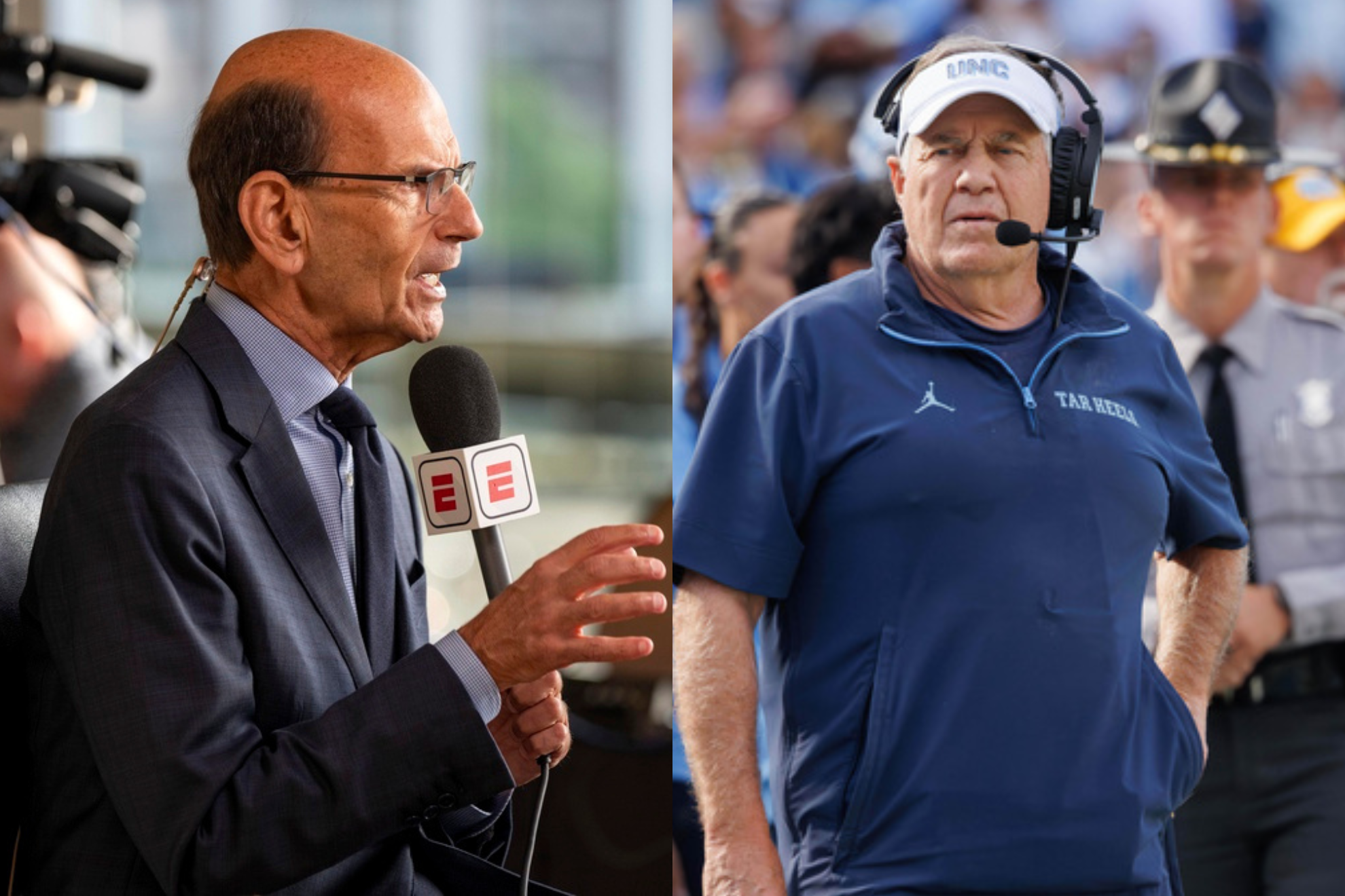 Paul Finebaum (left) isn't too fond of Bill Belichick (right). LAPRESSE