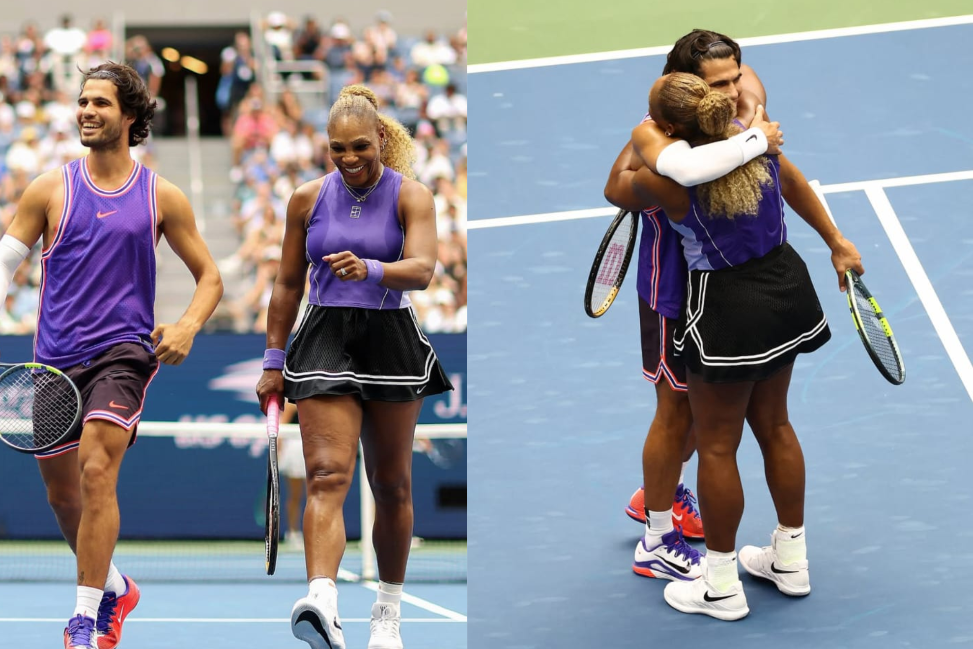 The American legend and the world No. 2 teamed up for the mixed doubles and turned Arthur Ashe Stadium into a party. instagram@carlitosalcarazz