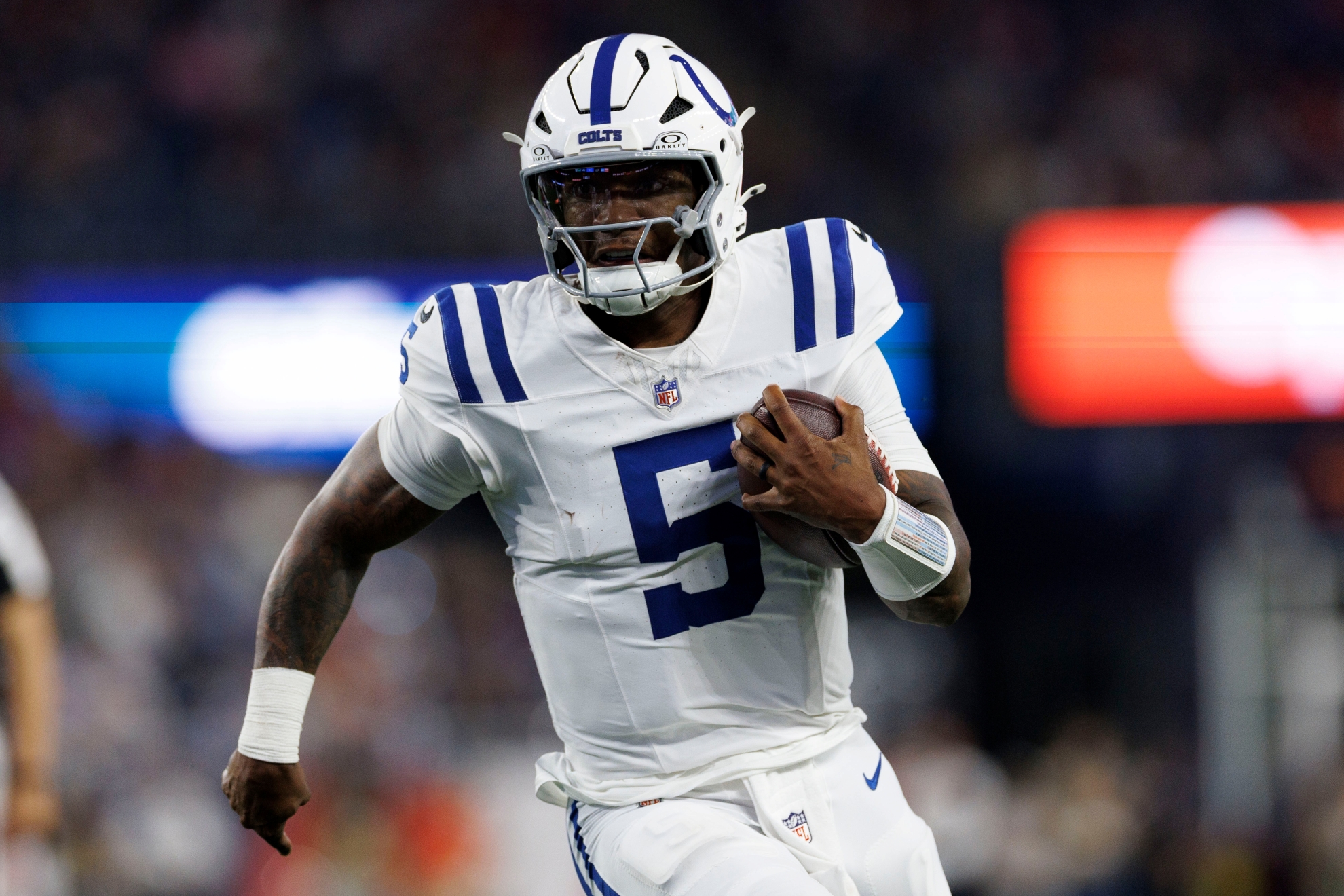 Indianapolis Colts quarterback Anthony Richardson (5) during an NFL preseason football game. LAPRESSE .