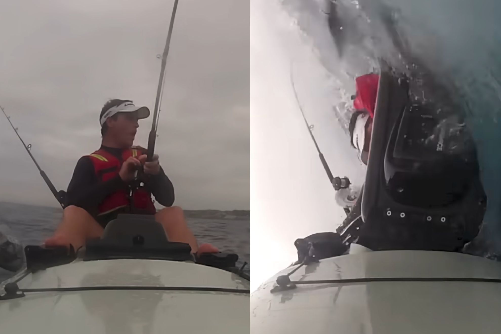 Great white shark slams into kayak, sends fisherman into the ocean in terrifying encounter YouTube