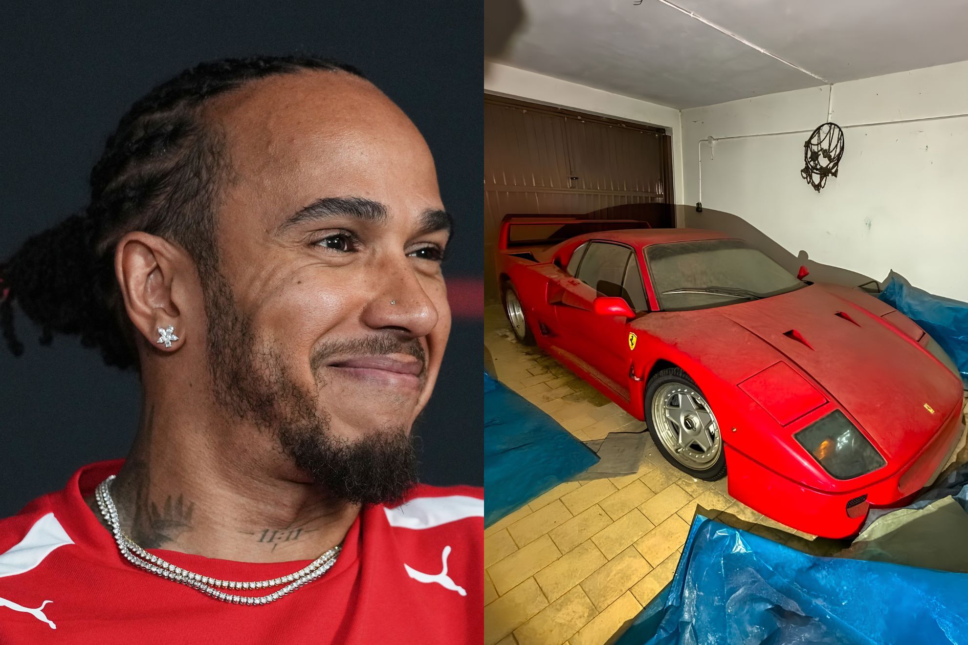 Lewis Hamilton of Britain reacts at the drivers press conference / Hidden away just days after delivery, this 1991 Ferrari F40 spent the last 35 years sealed in a private garage