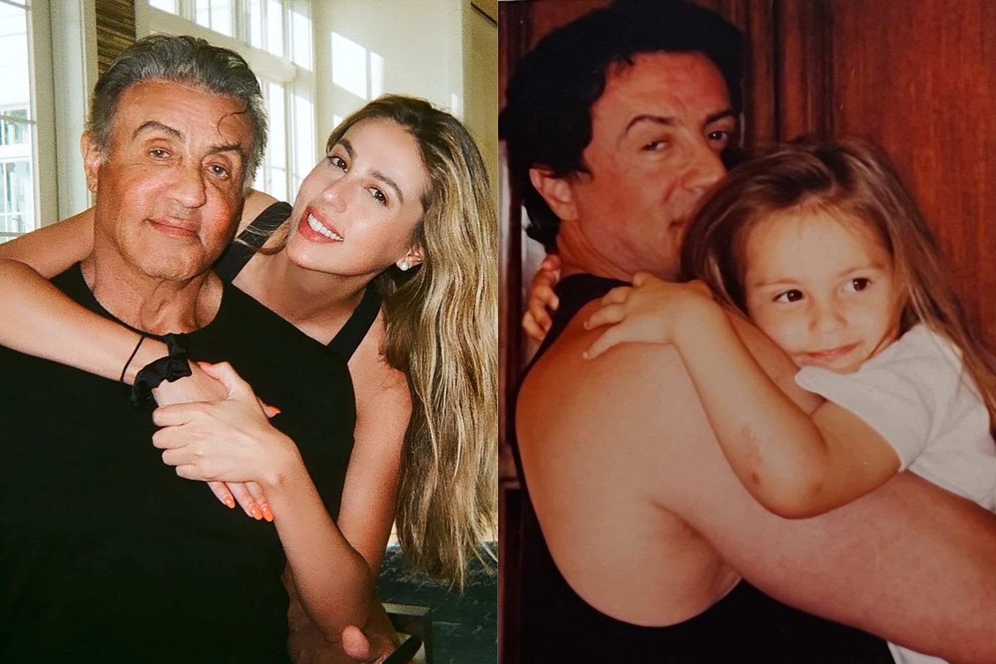Sylvester Stallone poses with his daughter Sophia / Sylvester Stallone holds his daughter 30 years ago